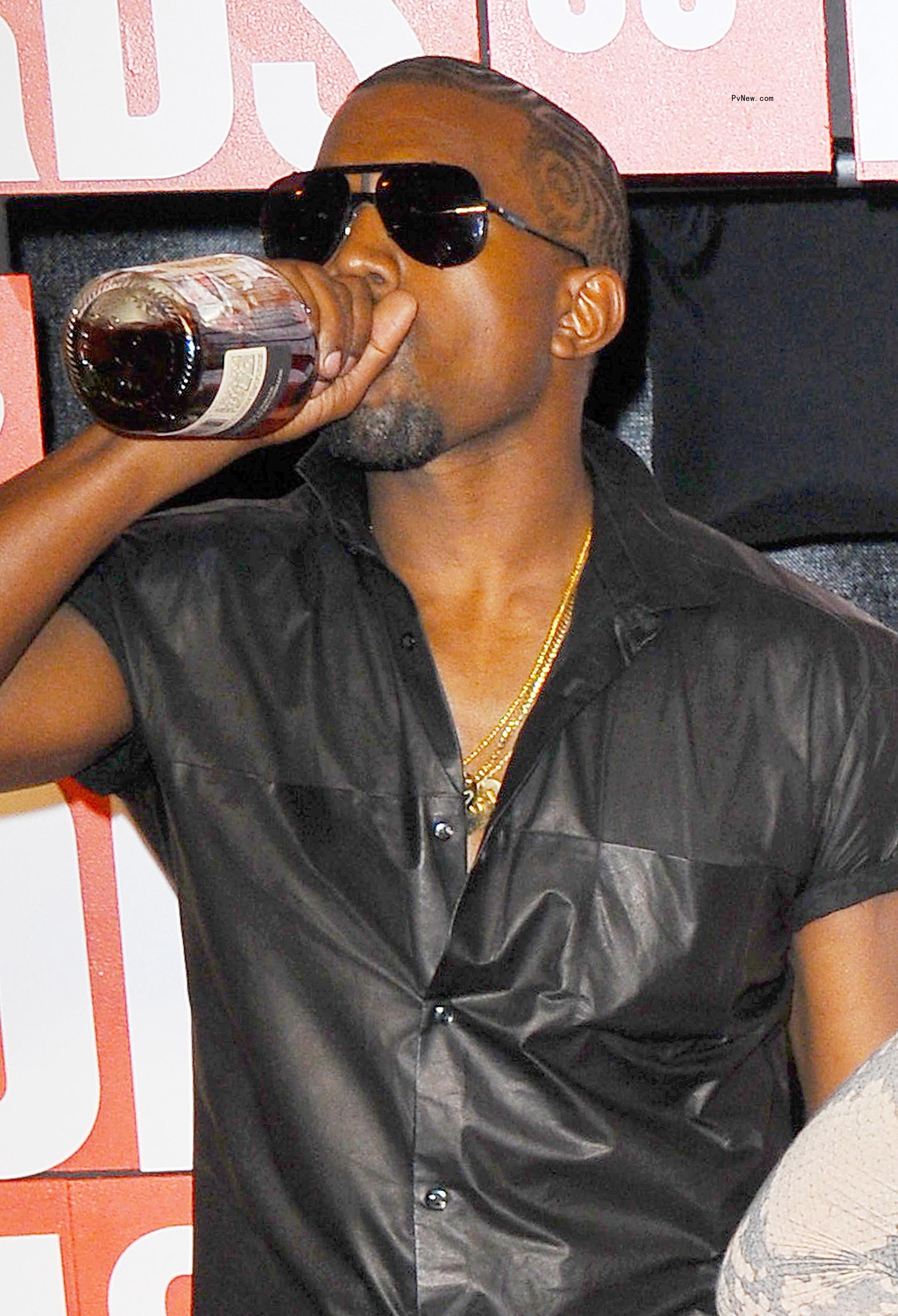 Kanye West drinking Hennessy.