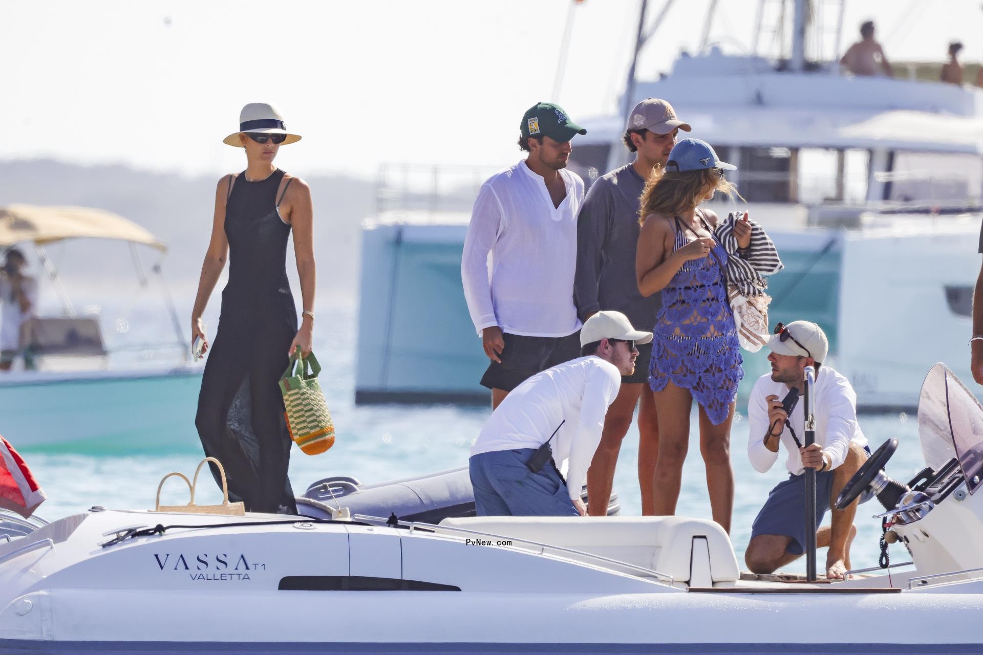 Vittoria Ceretti on a boat in Ibiza on Aug. 7, 2024. 