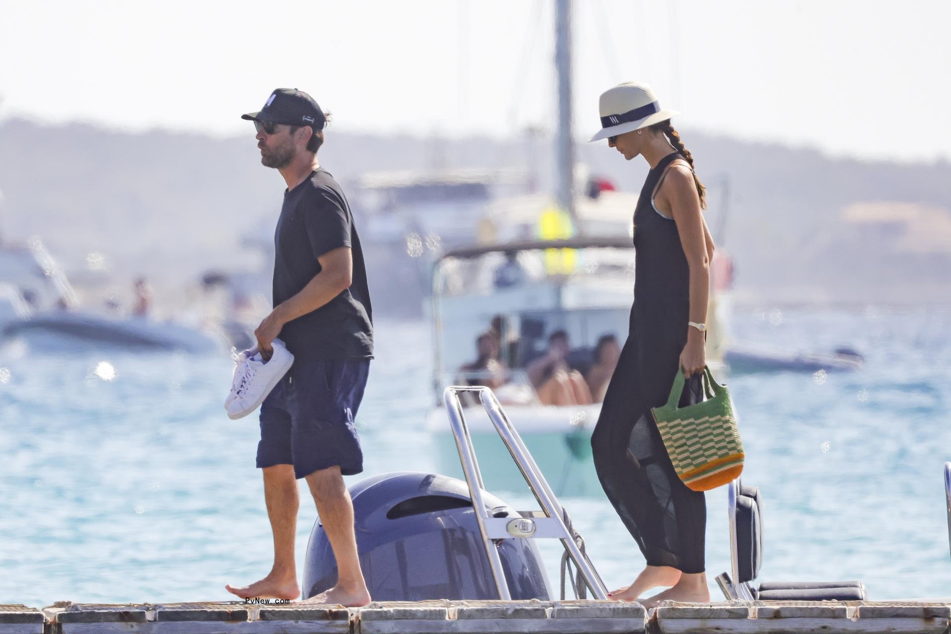 Tobey Maguire and Vittoria Ceretti in Ibiza on Aug. 7, 2024. 