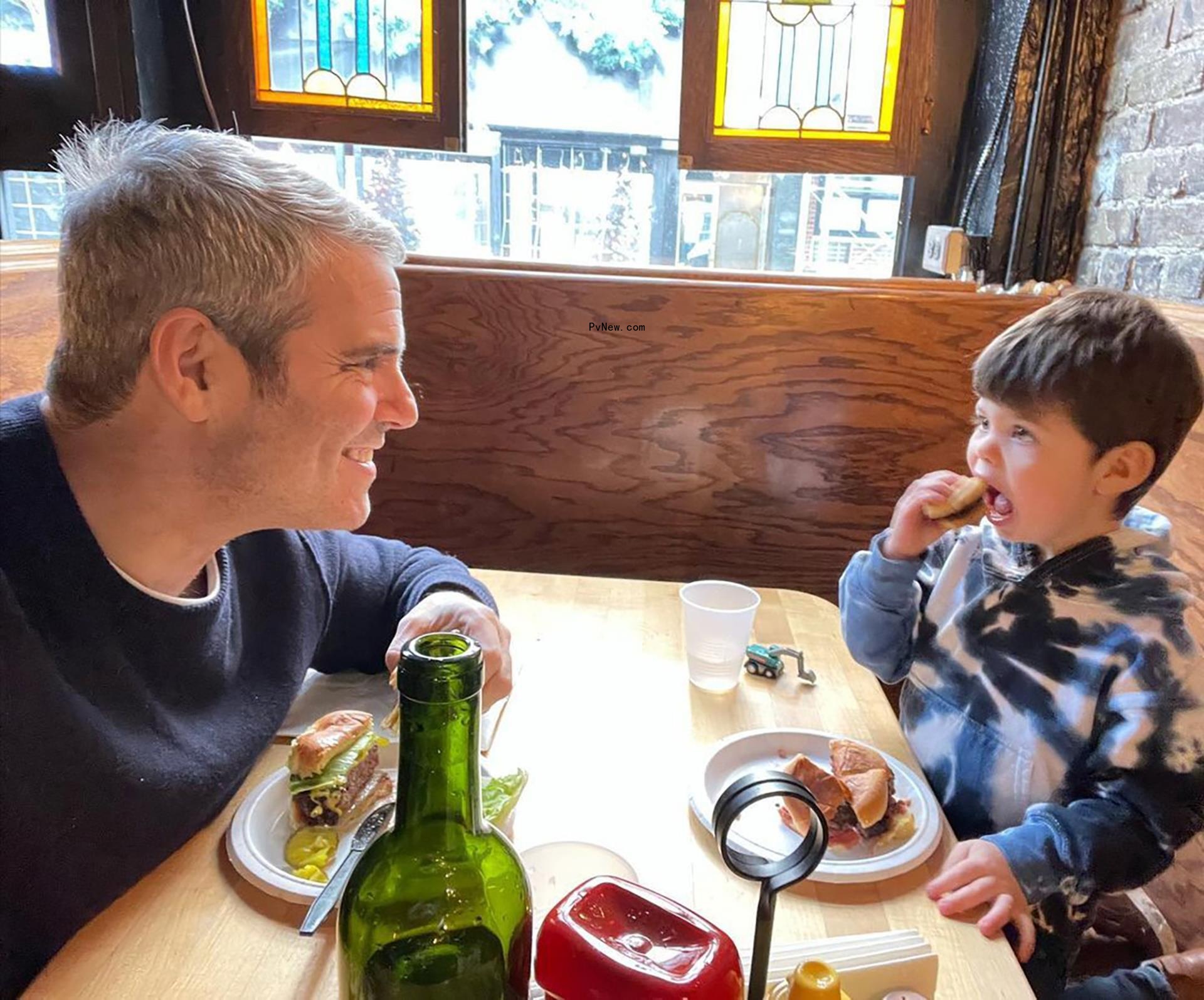 Andy Cohen eating with son Benjamin in Instagram photo