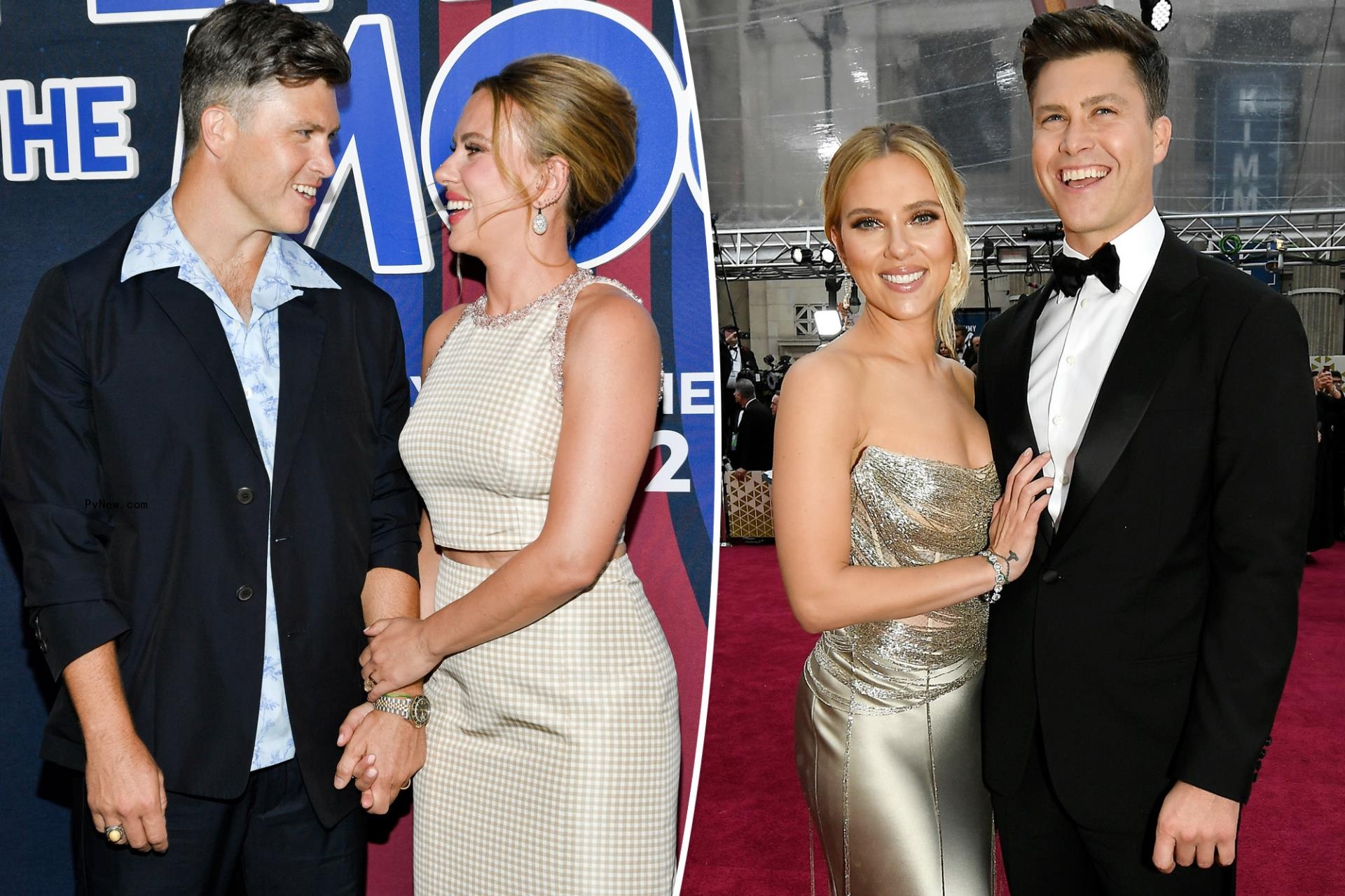 Colin Jost and Scarlett Johansson