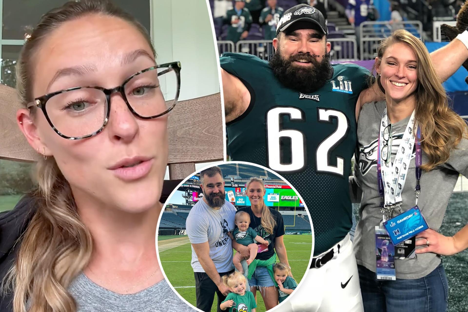 Kylie Kelce split image with Jason kelce.