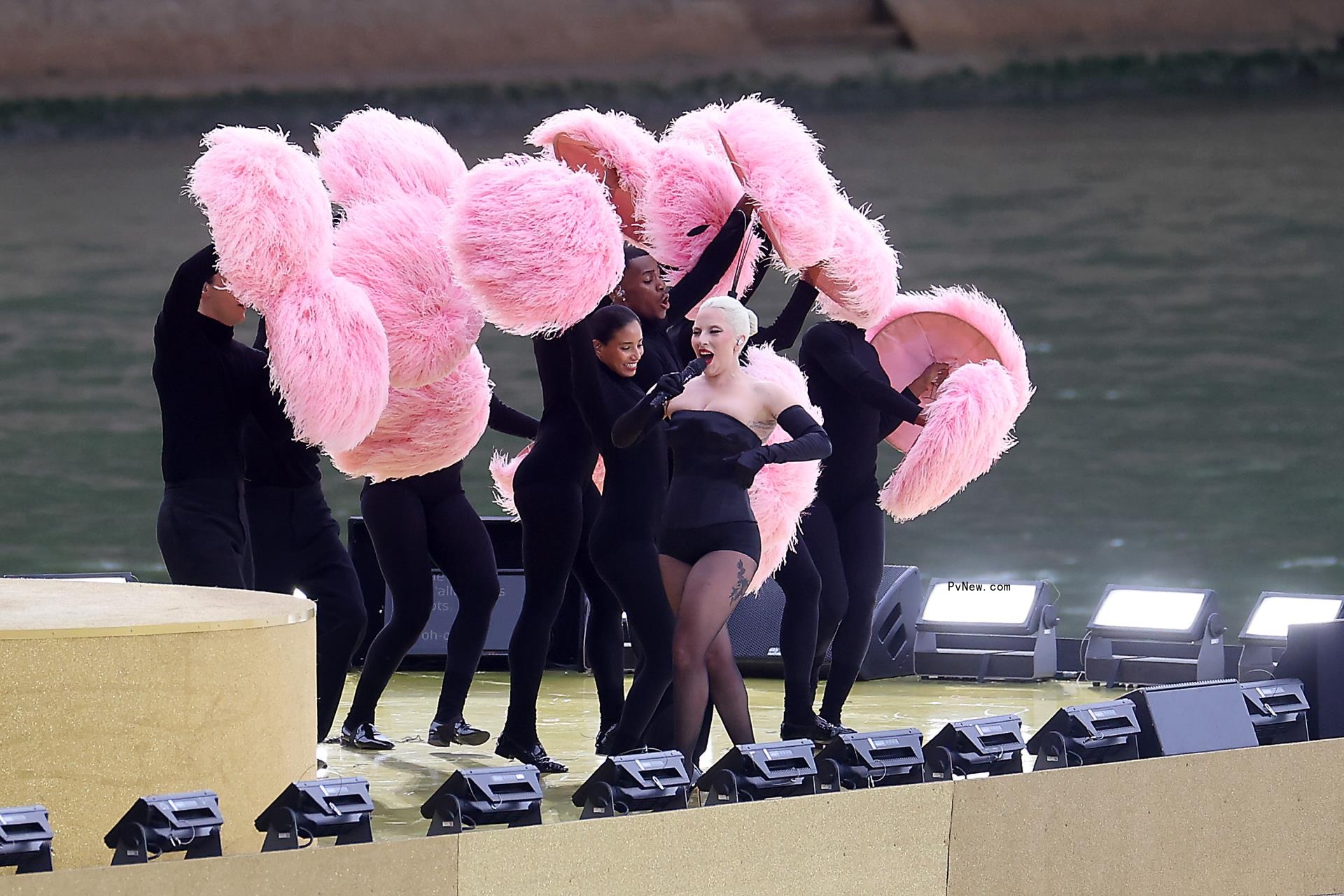 Lady Gaga performing at the 2024 Paris Olympics opening ceremony.