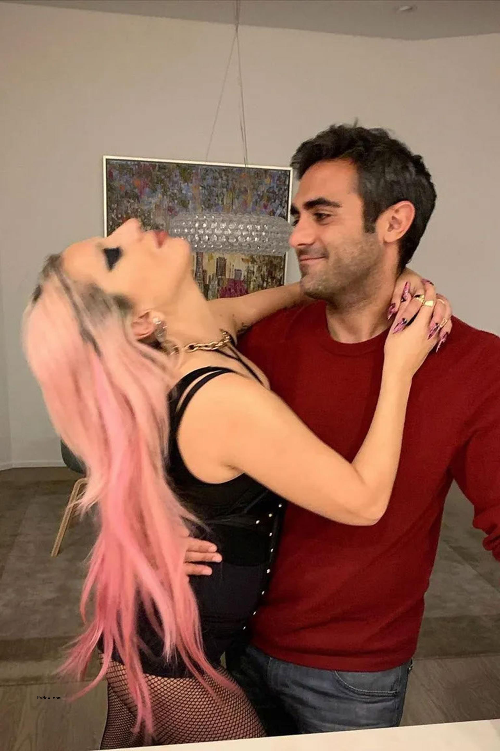 Lady Gaga poses for a photo with Michael Polansky