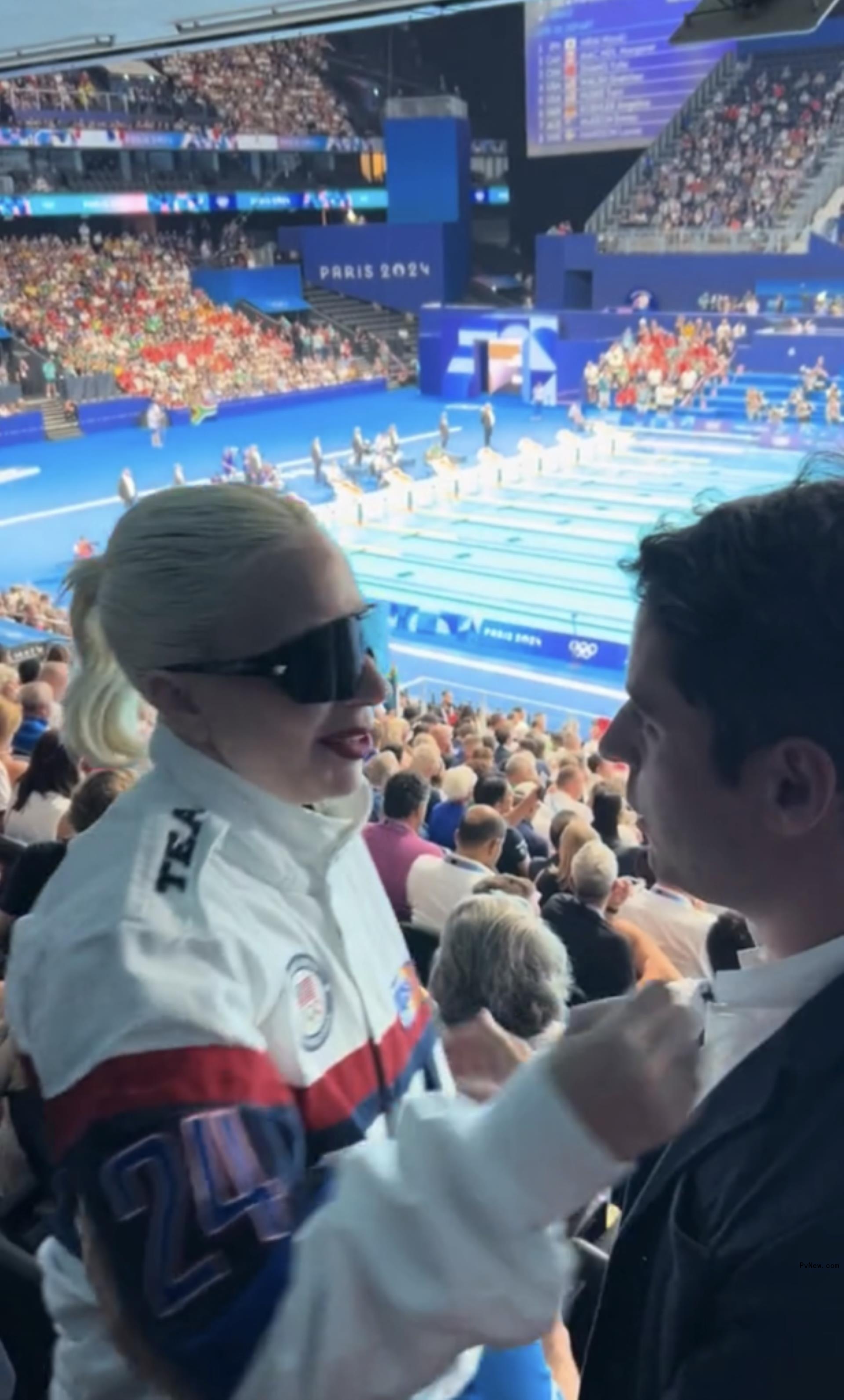 Lady Gaga introduces Michael Polansky to France's Prime Minister Gabriel Attal.