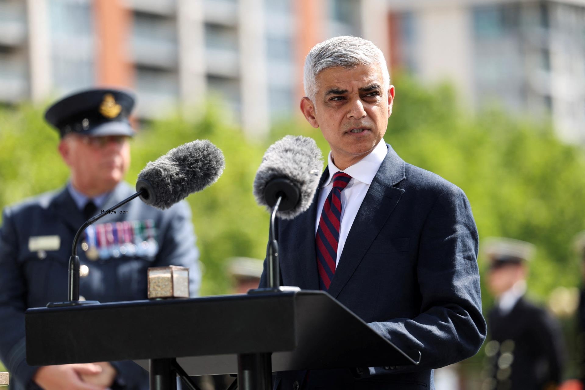 London's mayor Sadiq Khan speaks at City Hall on June 24, 2024.