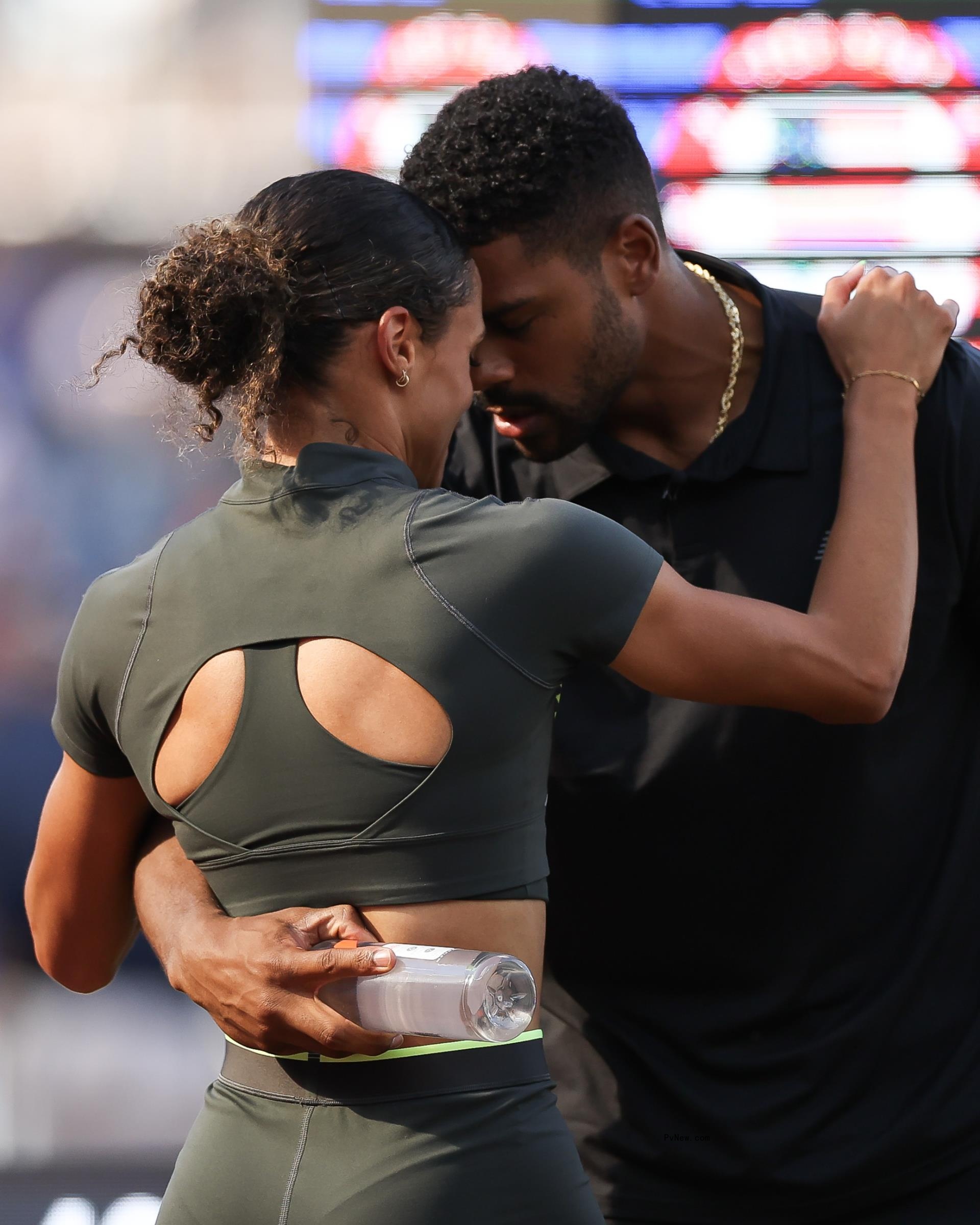 Sydney McLaughlin and Andre Levrone.