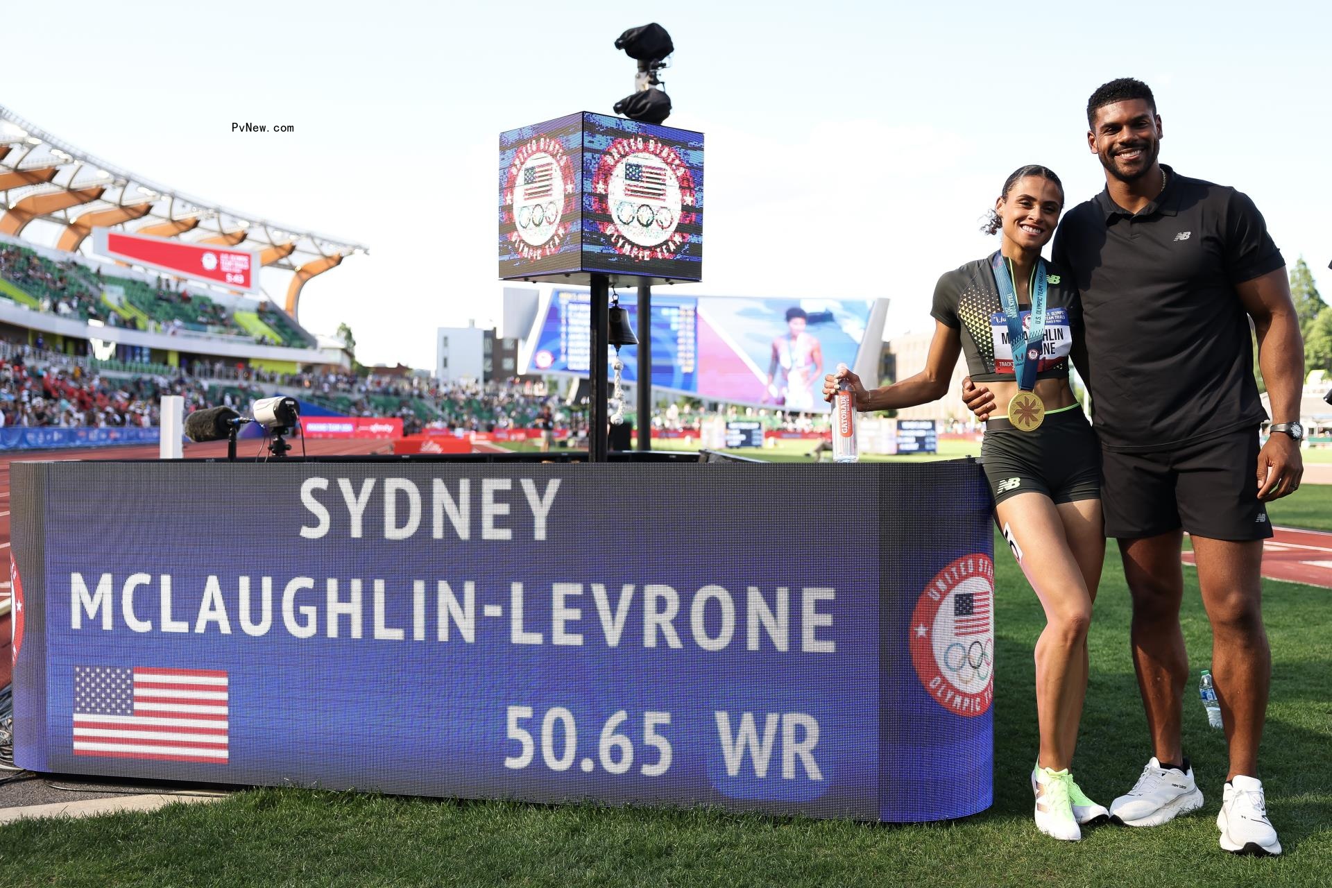 Andre Levrone and Sydney McLaughlin.