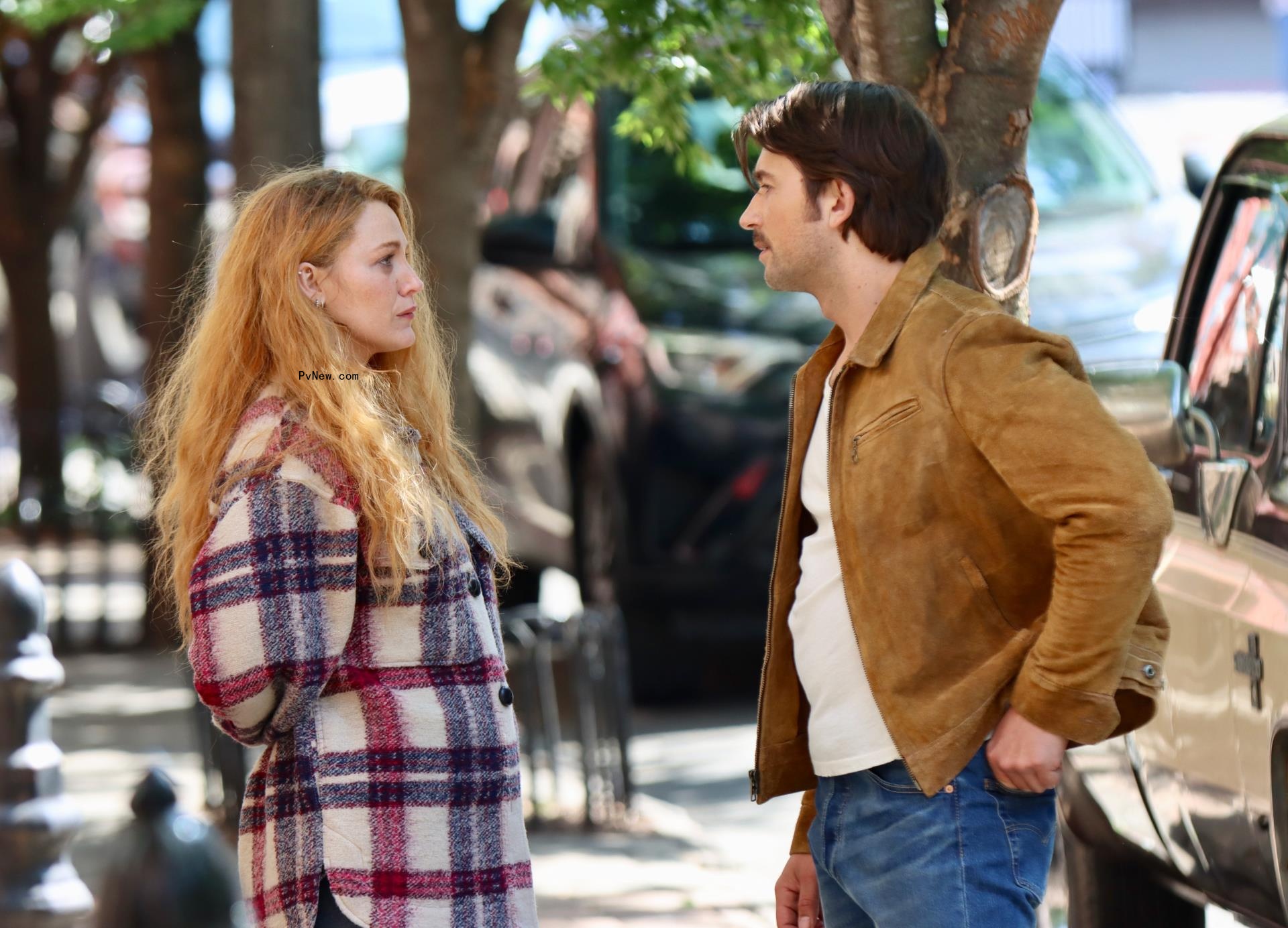 Blake Lively and Justin Baldoni on set.