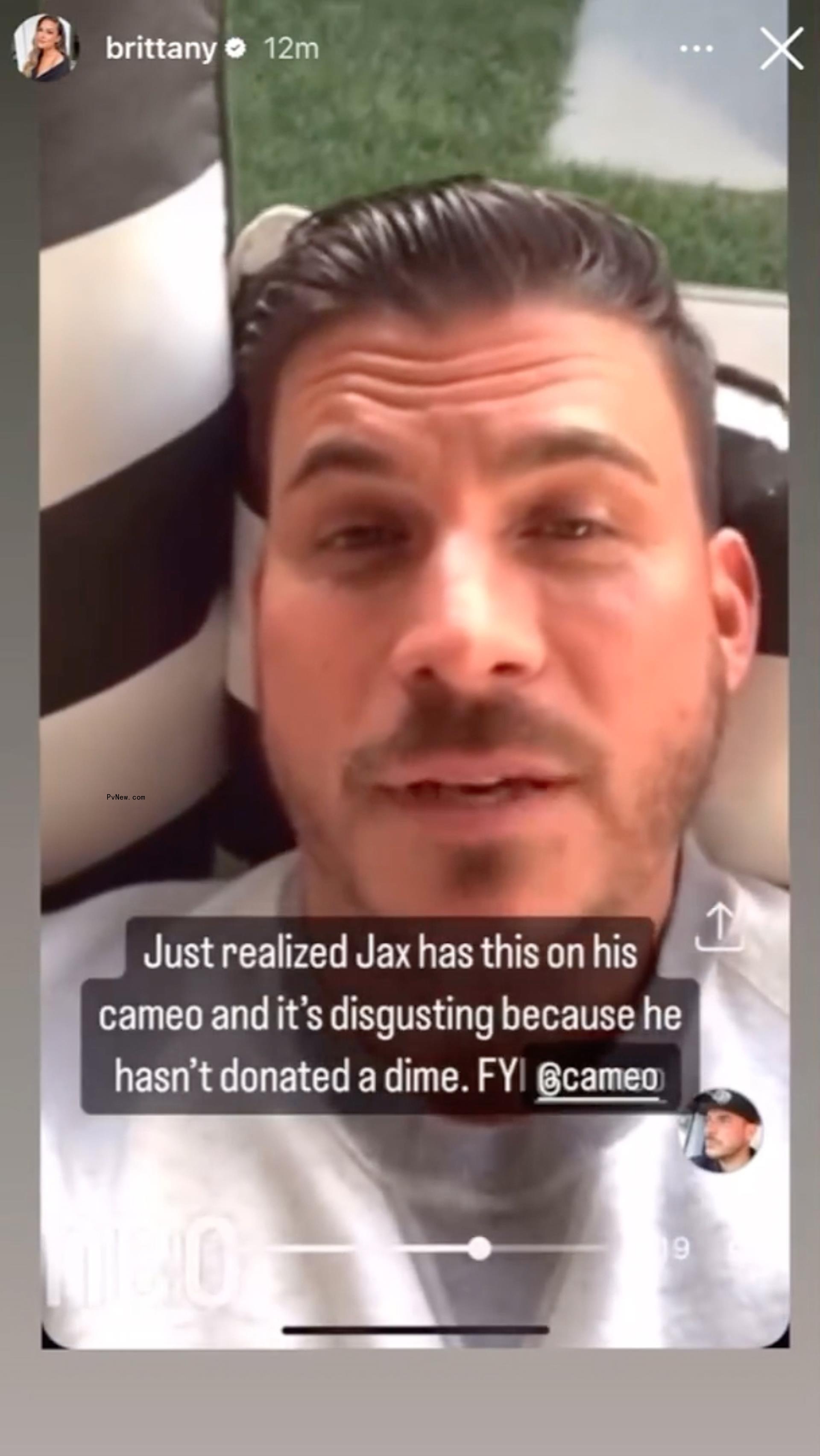 Brittany Cartwright's Instagram Story post a<i></i>bout Jax Taylor.
