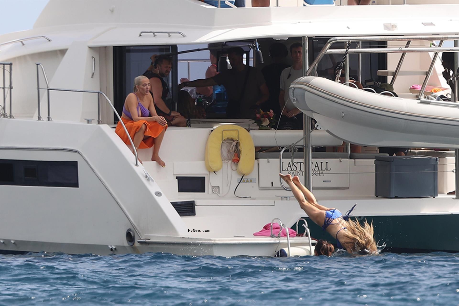 Kyle Richards, Erika Jayne and Dorit Kemsley on a boat and swimming