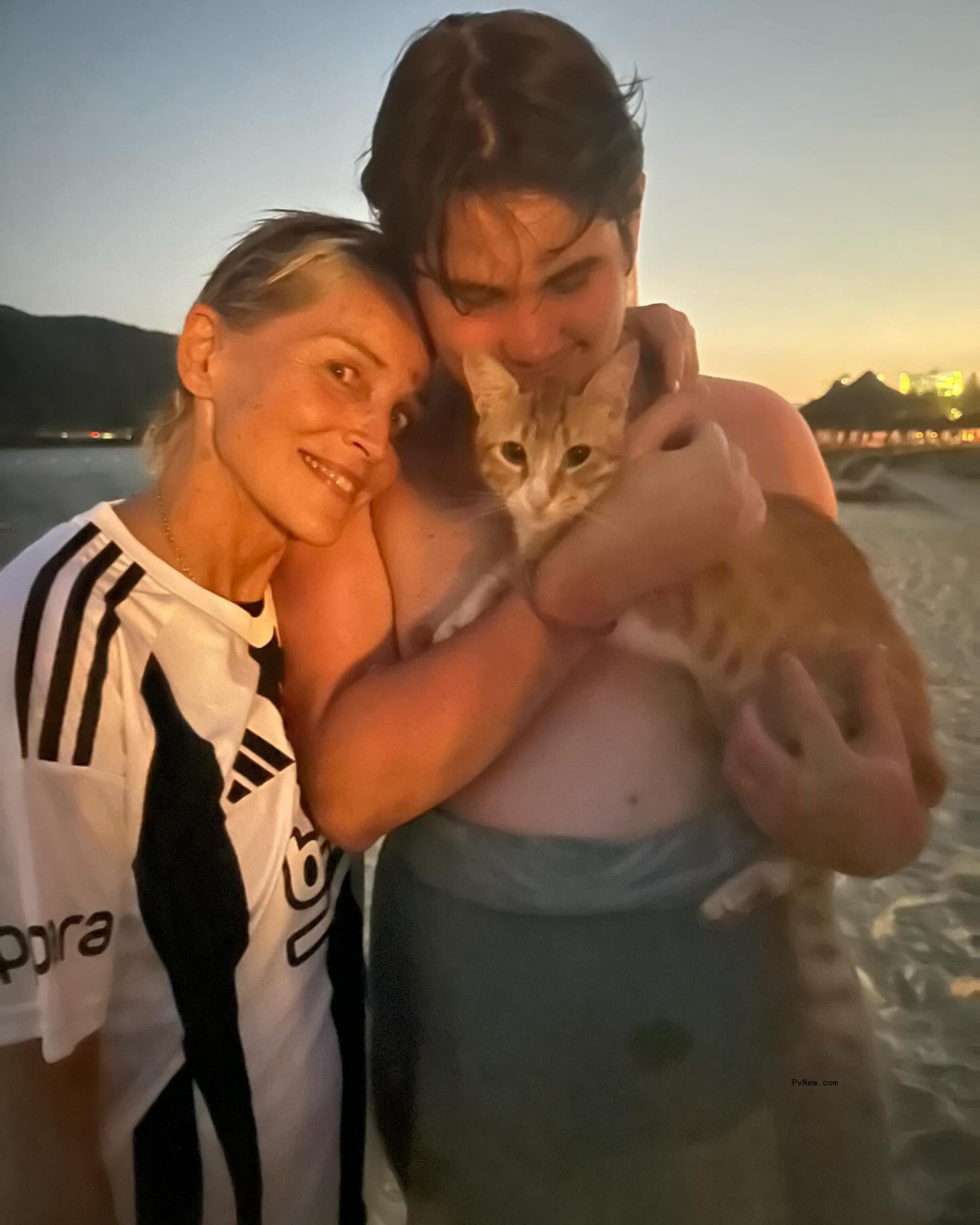 Sharon Stone posing with her son Laird in Turkey.