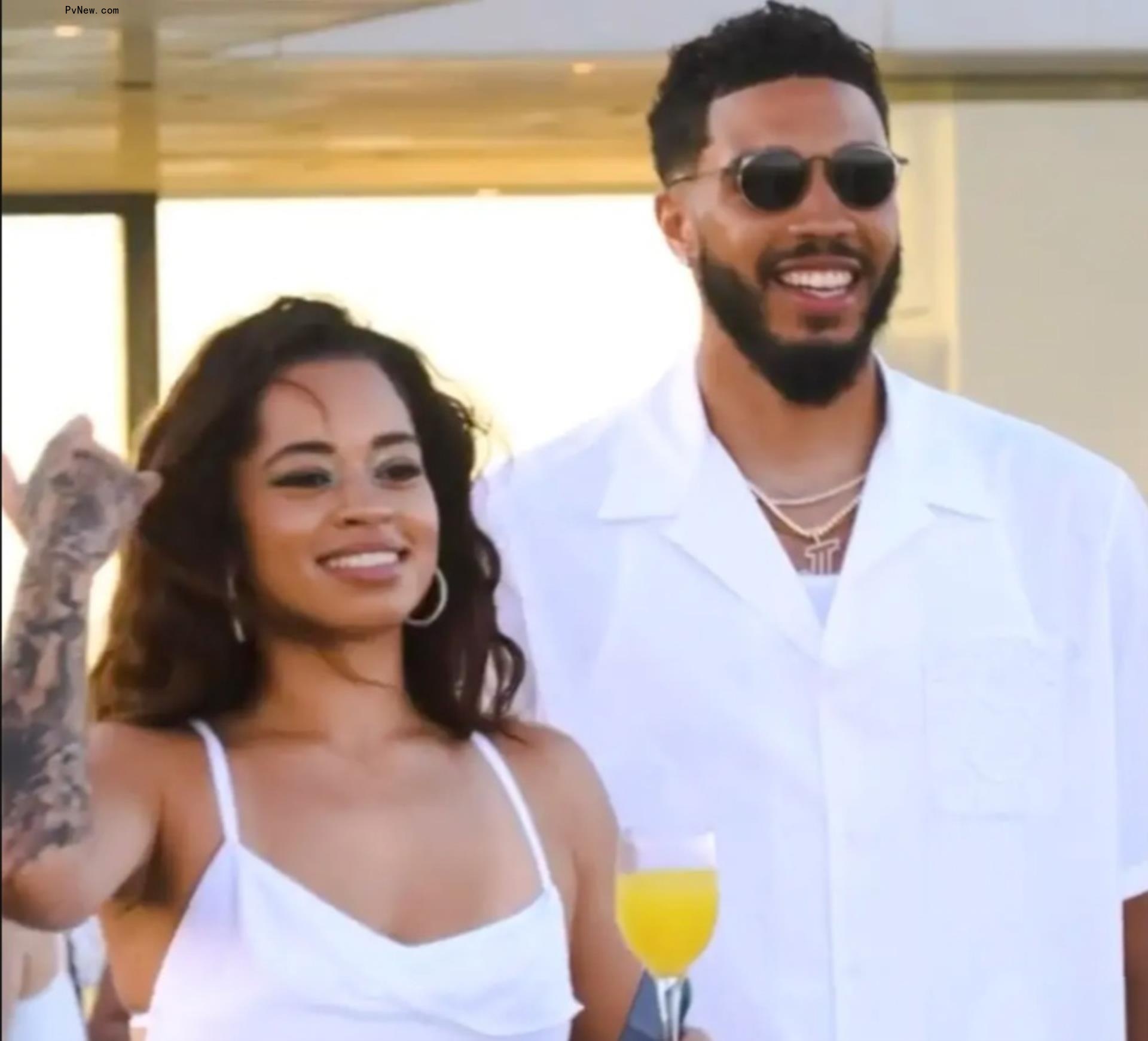 Ella Mai and Jayson Tatum at Michael Rubin's July 4th bash in 2022.