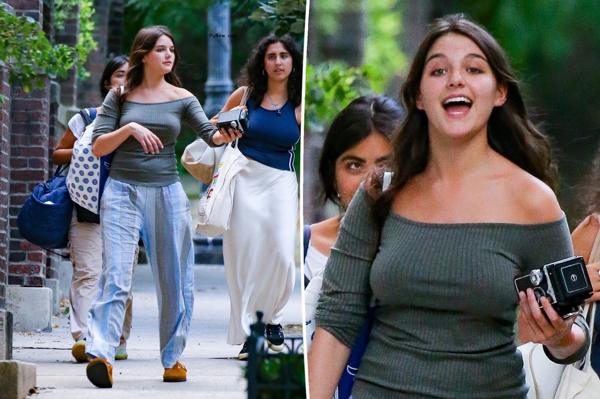 Suri Cruise split image with friends.