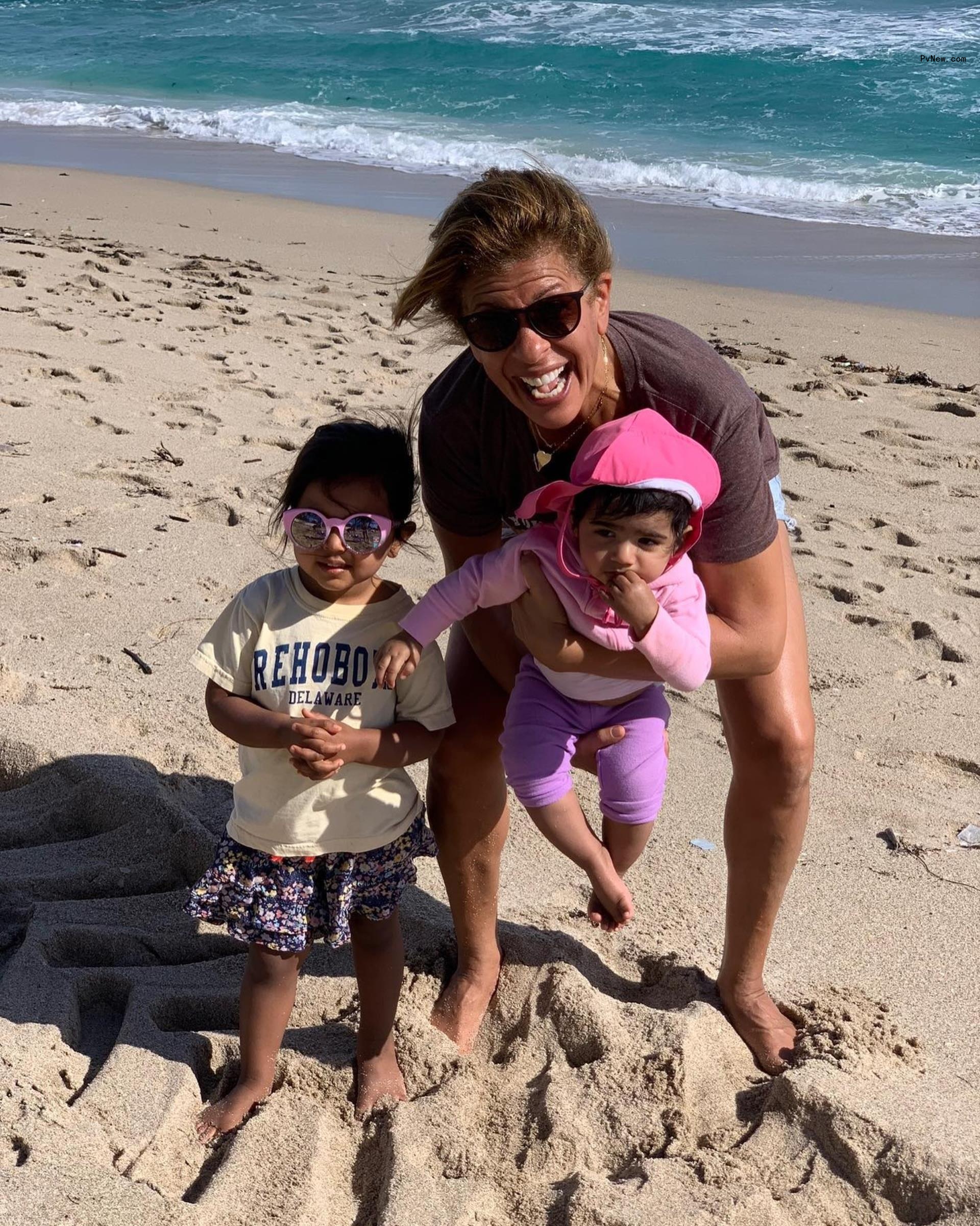 Hoda Kotb celebrates Mother's Day with her daughters at the beach.