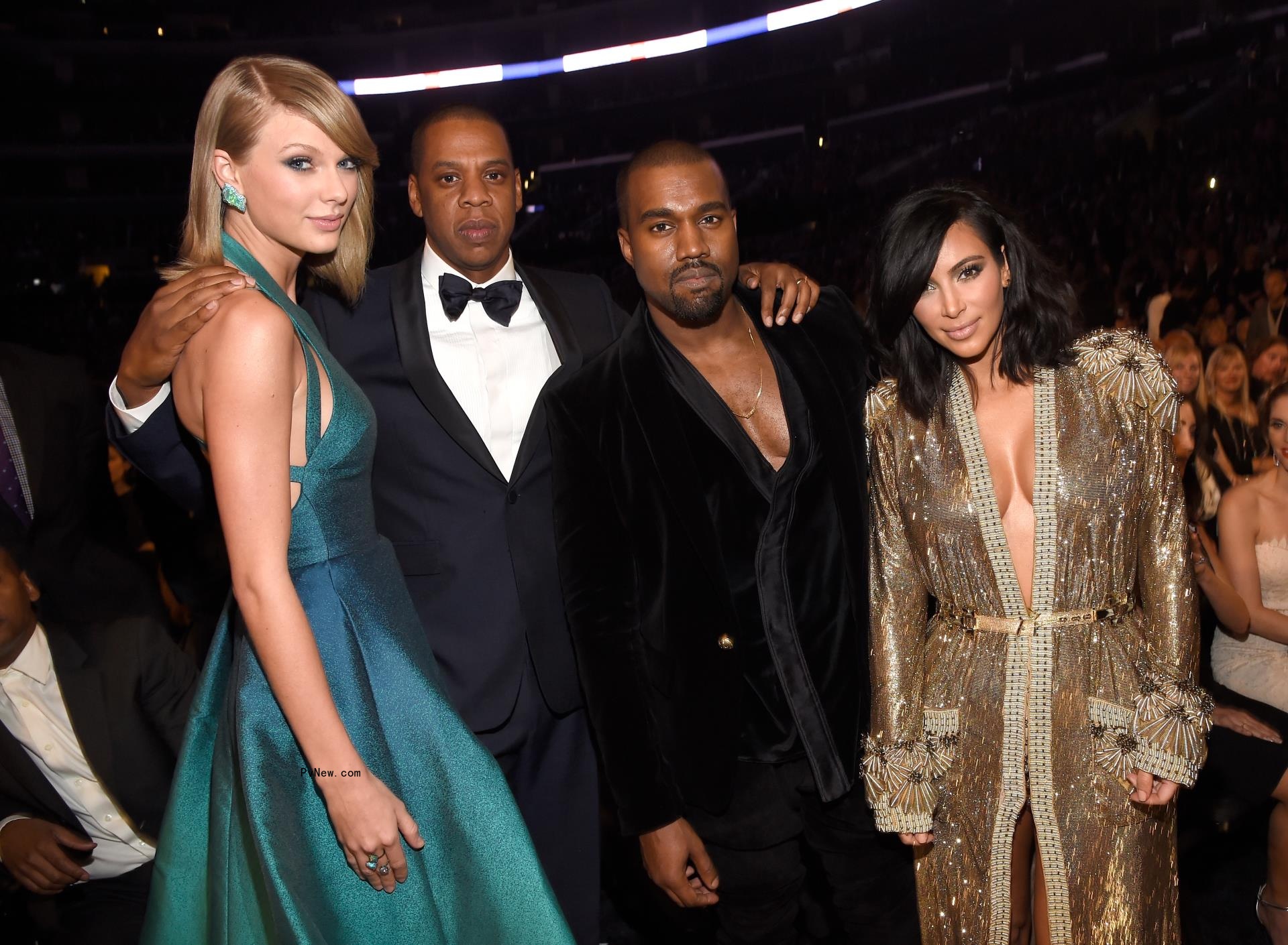 Taylor Swift, Jay Z, Kanye West and Kim Kardashian  at the 2015 Grammys.