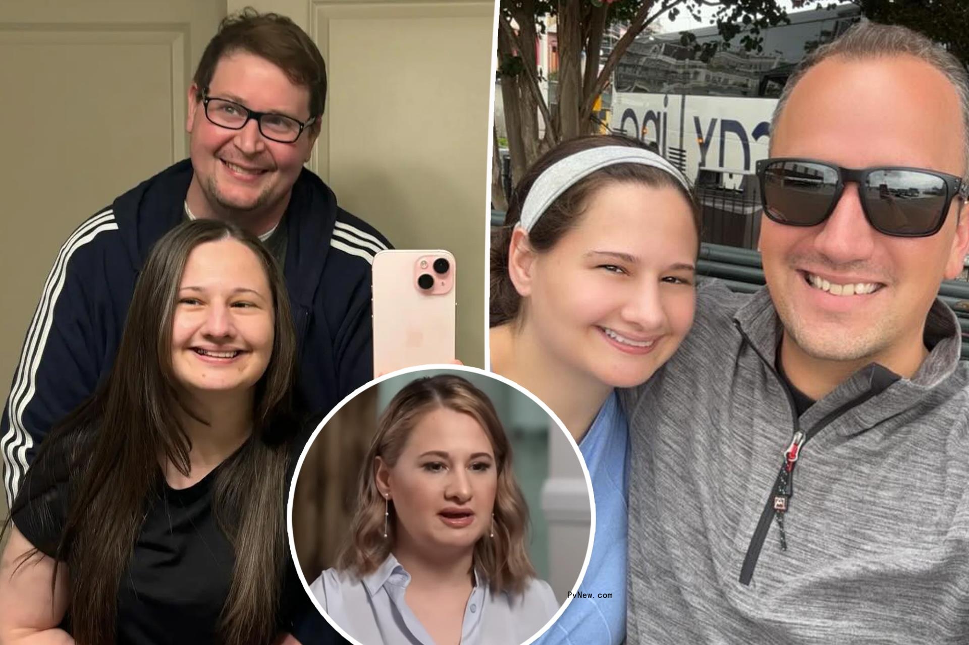 A split photo of Gypsy Rose Blanchard and Ryan Anderson and a selfie of Gypsy Rose Blanchard and Ken Urker and a small photo of Gypsy Rose Blanchard talking