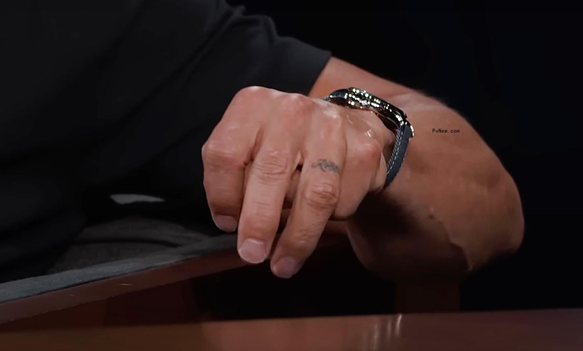 Wahlberg gave a glimpse of his ring finger tattoo on Monday's 