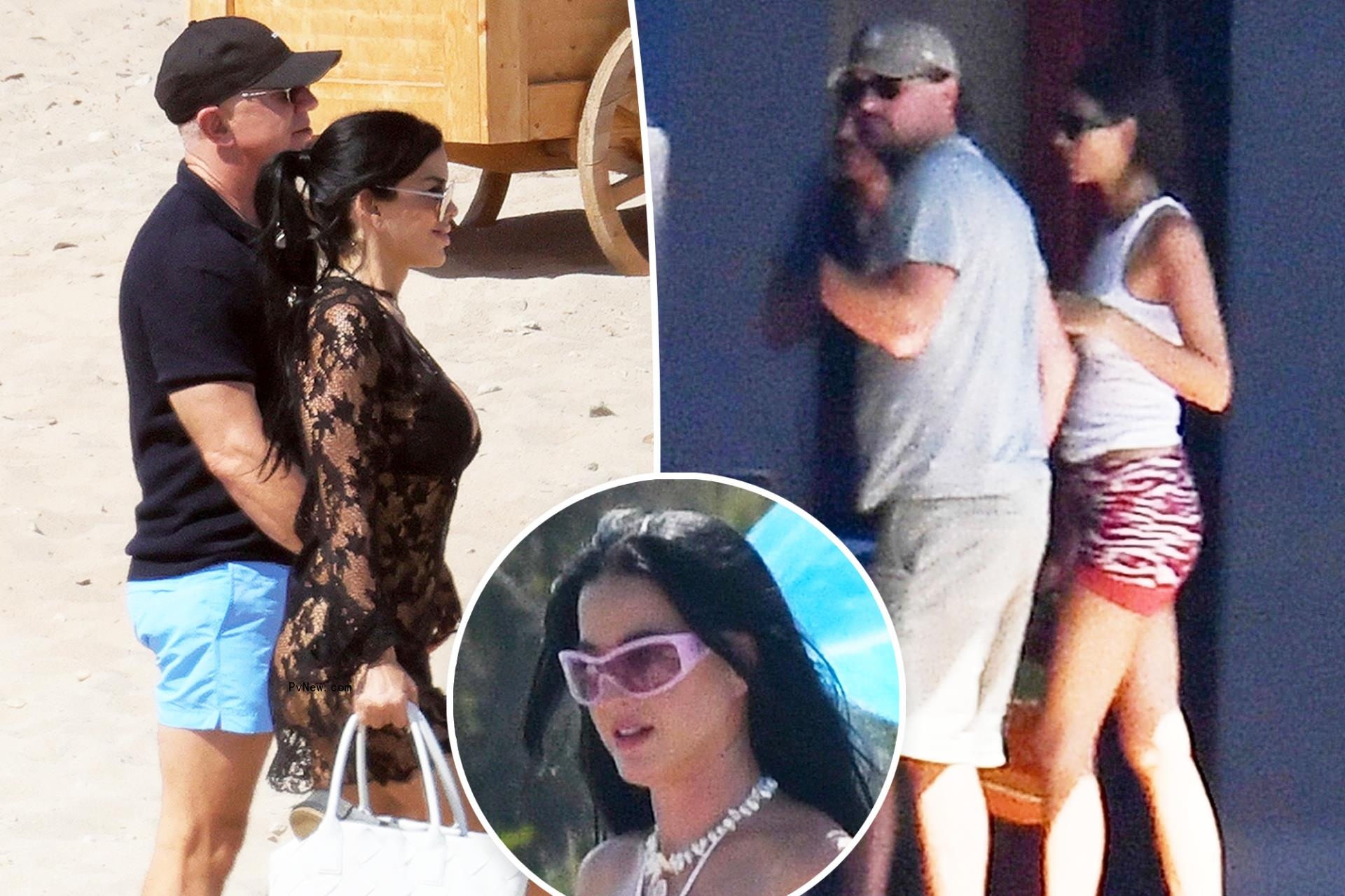 Jeff Bezos and Lauren Sanchez with Leo DiCaprio and Vittoria Ceretti inset with Katy Perry.