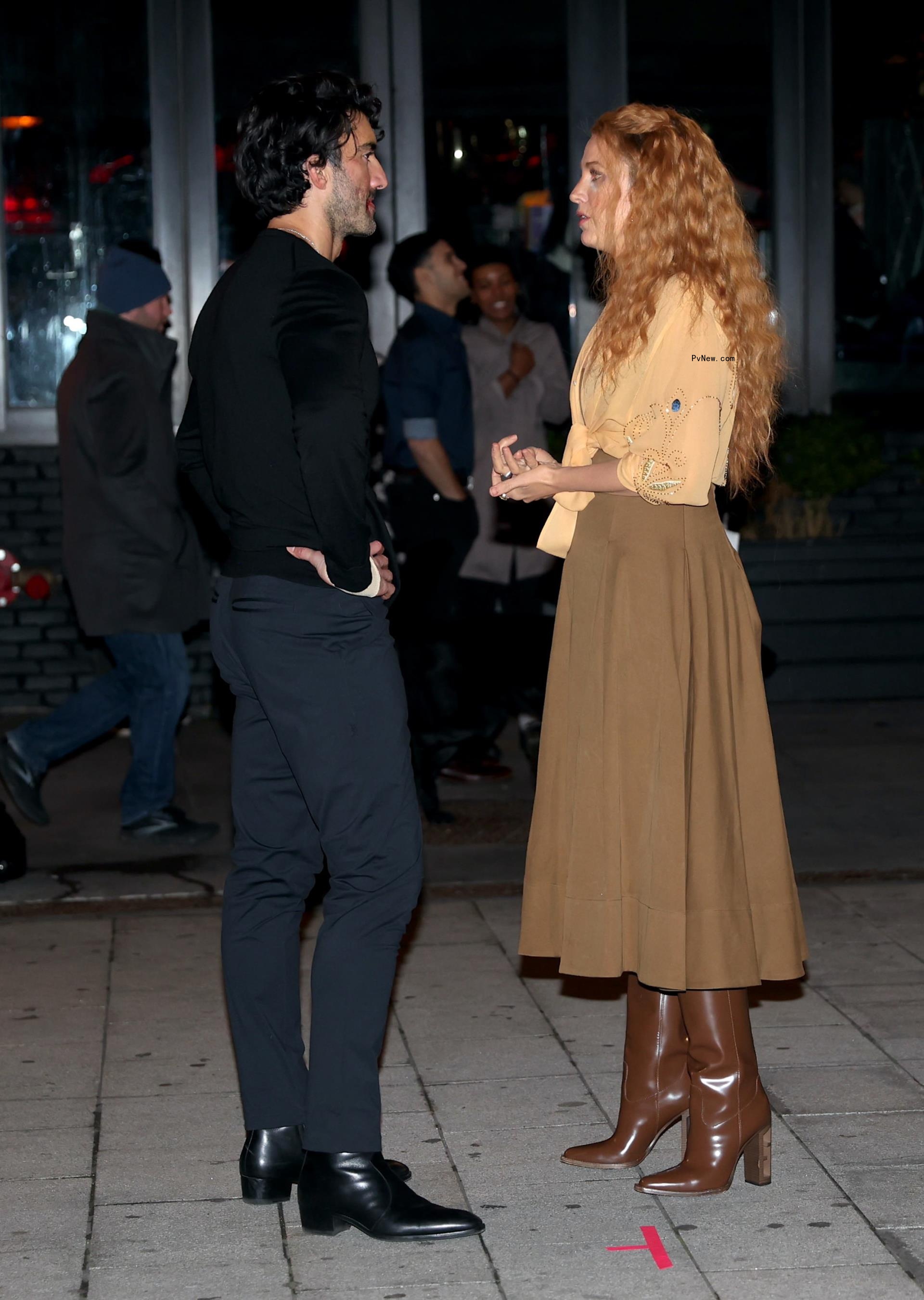 Justin Baldoni and Blake Lively are seen on the set of 