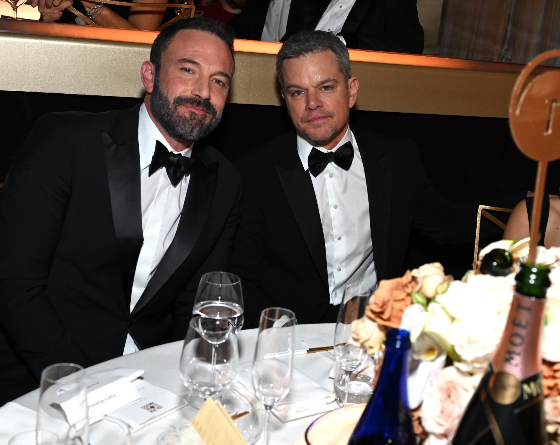 Ben Affleck and Matt Damon at 81st Annual Golden Globes, celebrating 13 years of Toast for a Cause at the Beverly Hilton on January 7, 2023.