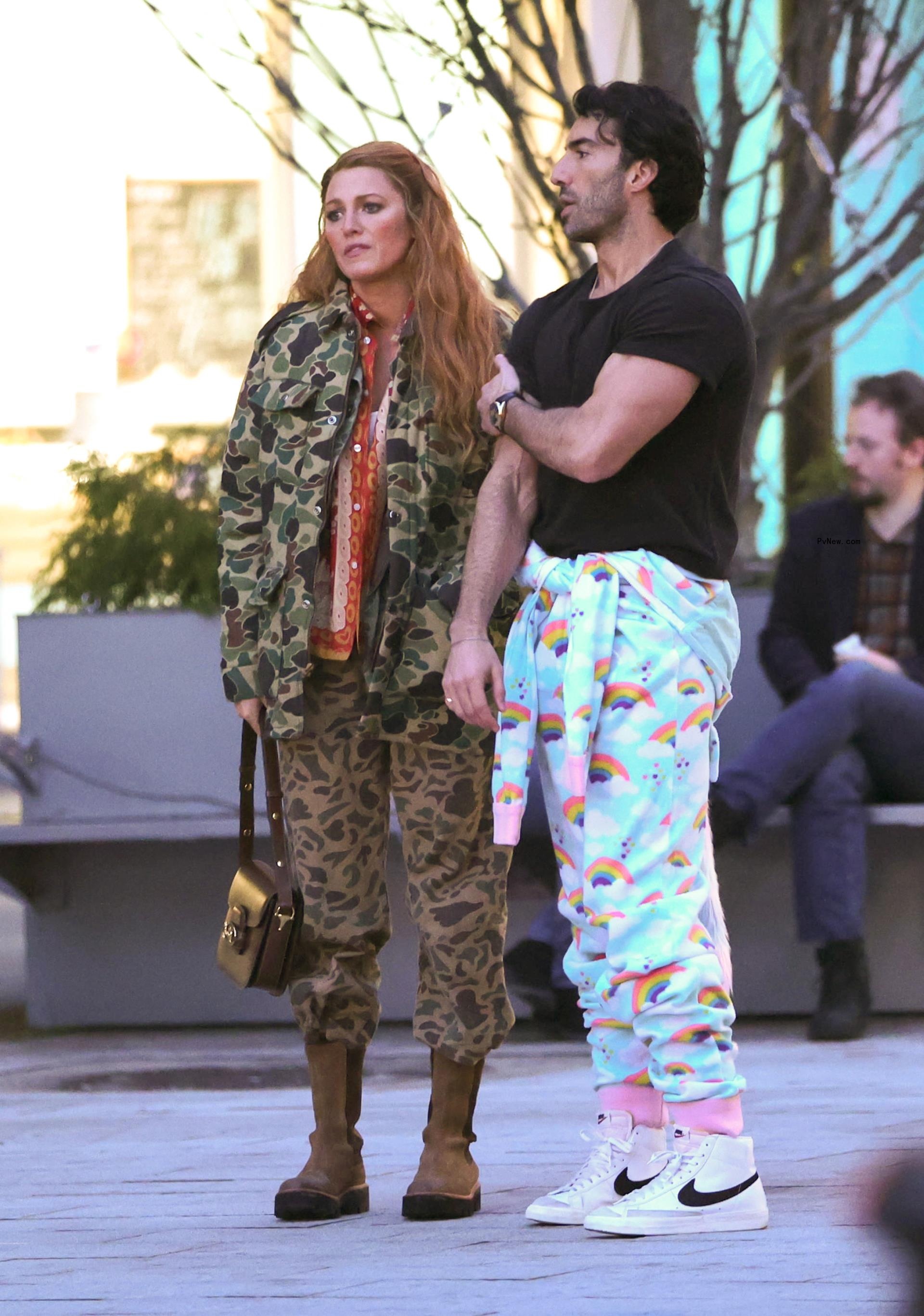 Blake Lively and Justin Baldoni are seen on the set of 