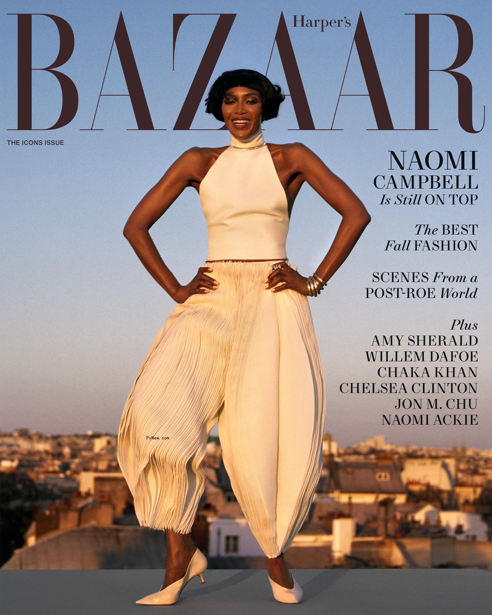 Naomi Campbell with short hair on Haper's Bazaar's 2024 Icons Issue cover