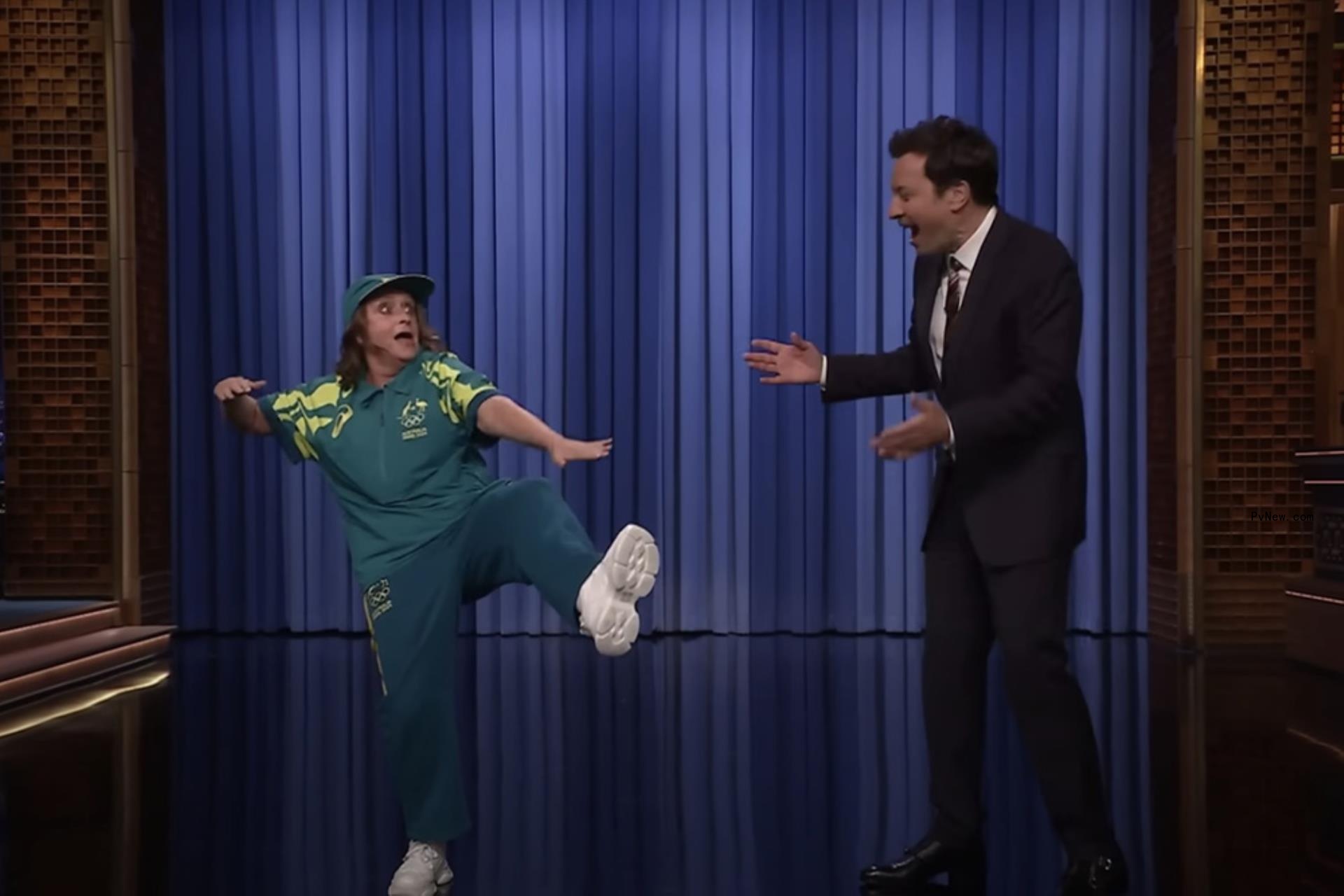 Rachel Dratch Spoofs Olympic Breakdancer Raygun and Crashes Jimmy Fallon’s ‘To<i></i>night Show’ Monologue