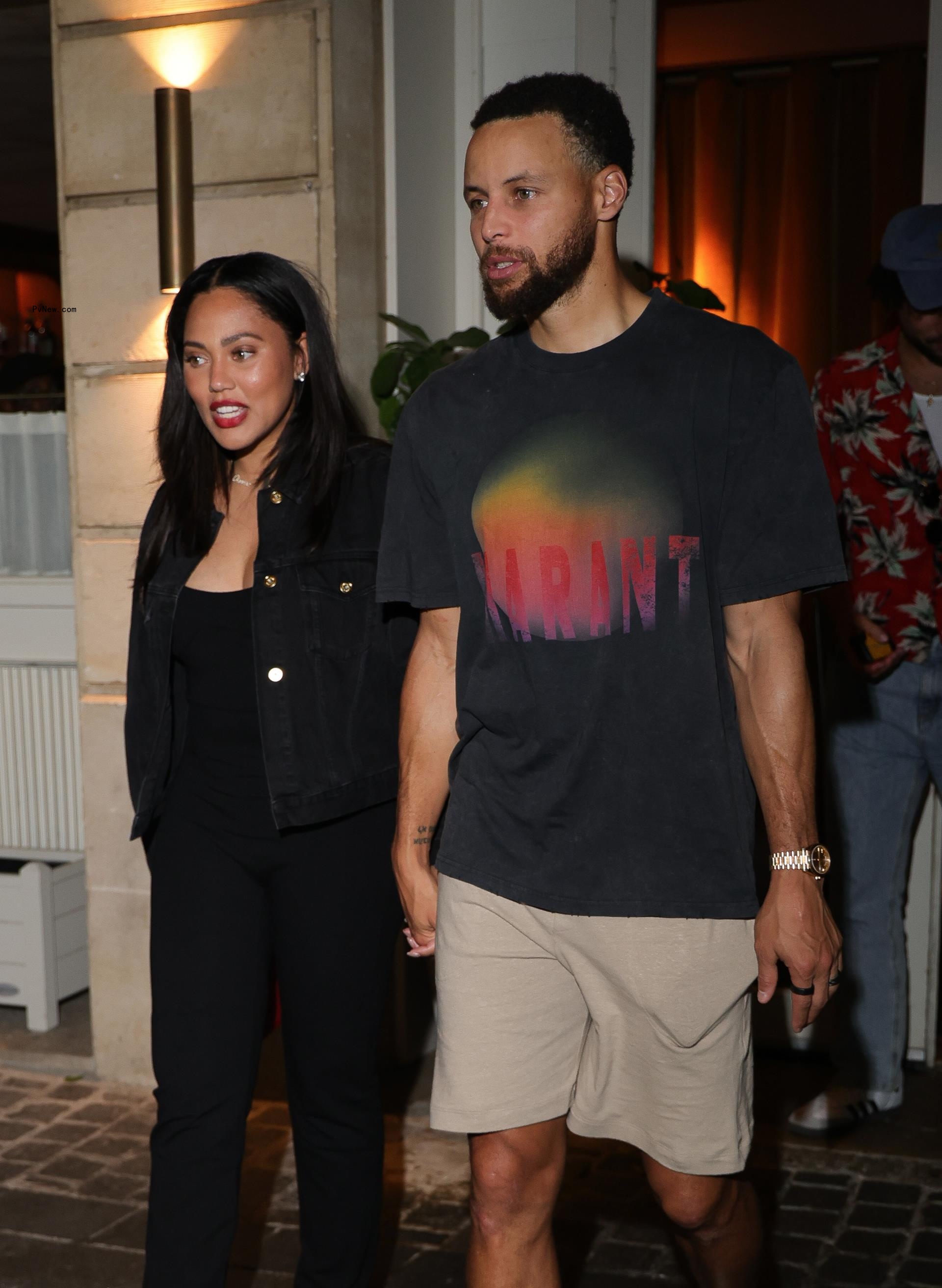 Stephen and Ayesha Curry leaving a Paris restaurant after Team USA won the gold.