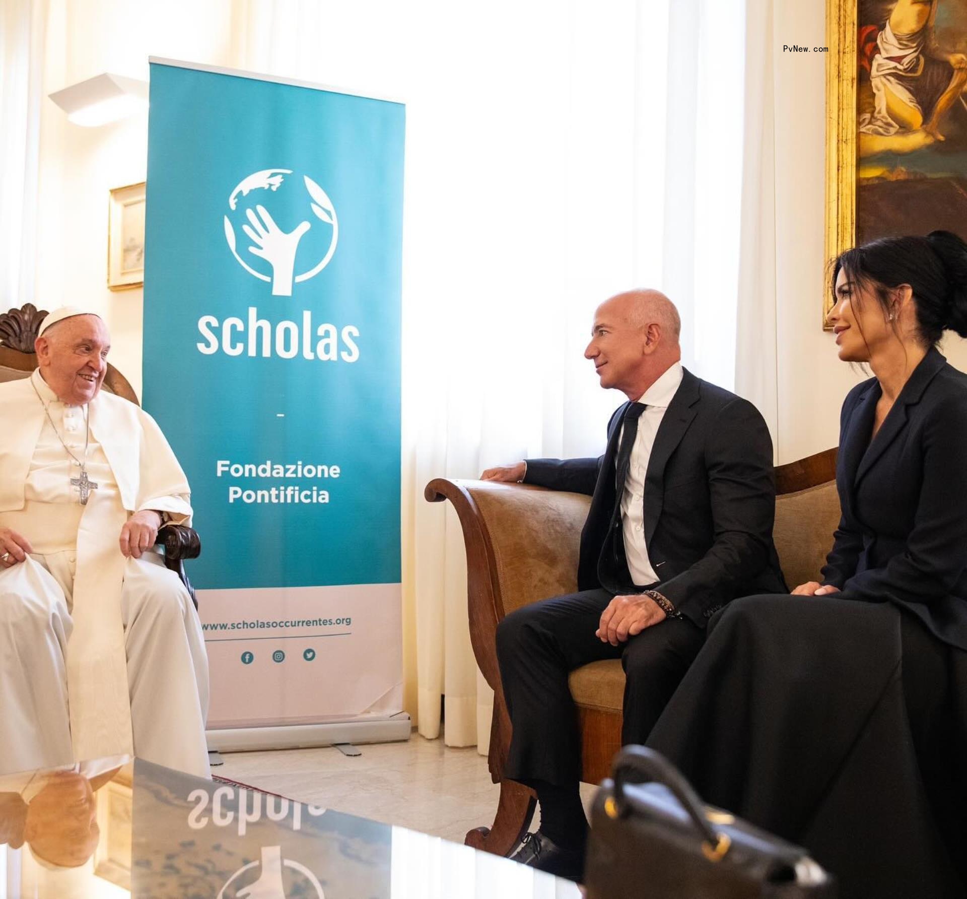 Jeff Bezos and Lauren Sánchez with Pope Francis in Instagram photos