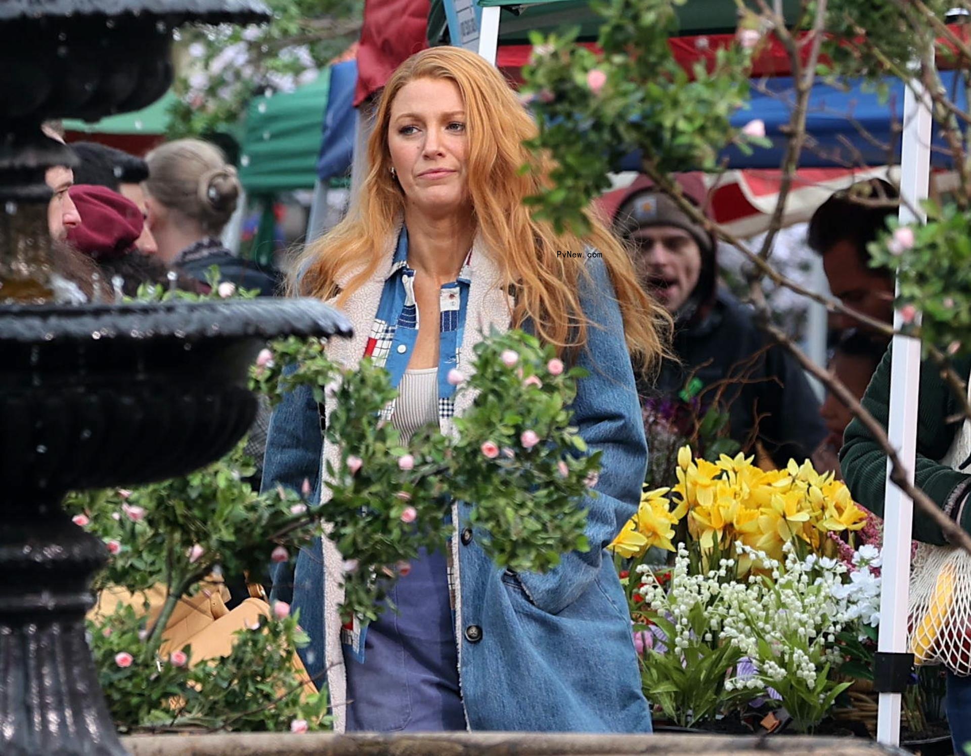 Blake Lively is seen on the set of 