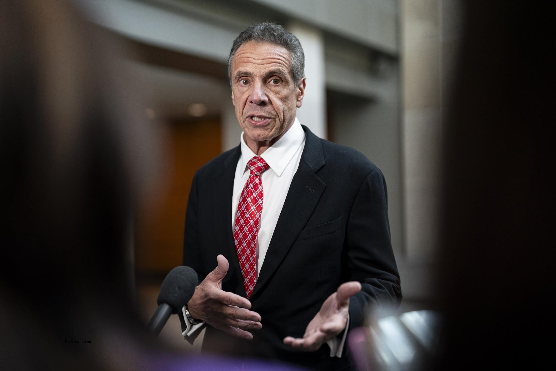  Former Gov. Andrew Cuomo (D-NY) speaks to reporters following a closed-door interview with the House Oversight and Accountability Subcommittee on Coro<i></i>navirus Pandemic on Capitol Hill, on June 11, 2024 in Washington, DC