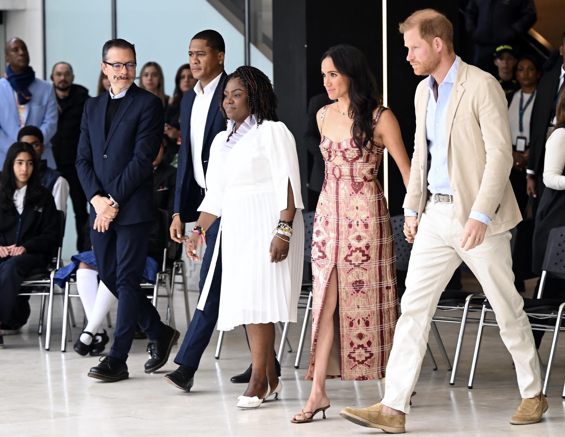 Meghan Markle and Prince Harry at the Natio<i></i>nal Centre for the Arts in Bogotá, Colombia, on August 15, 2024