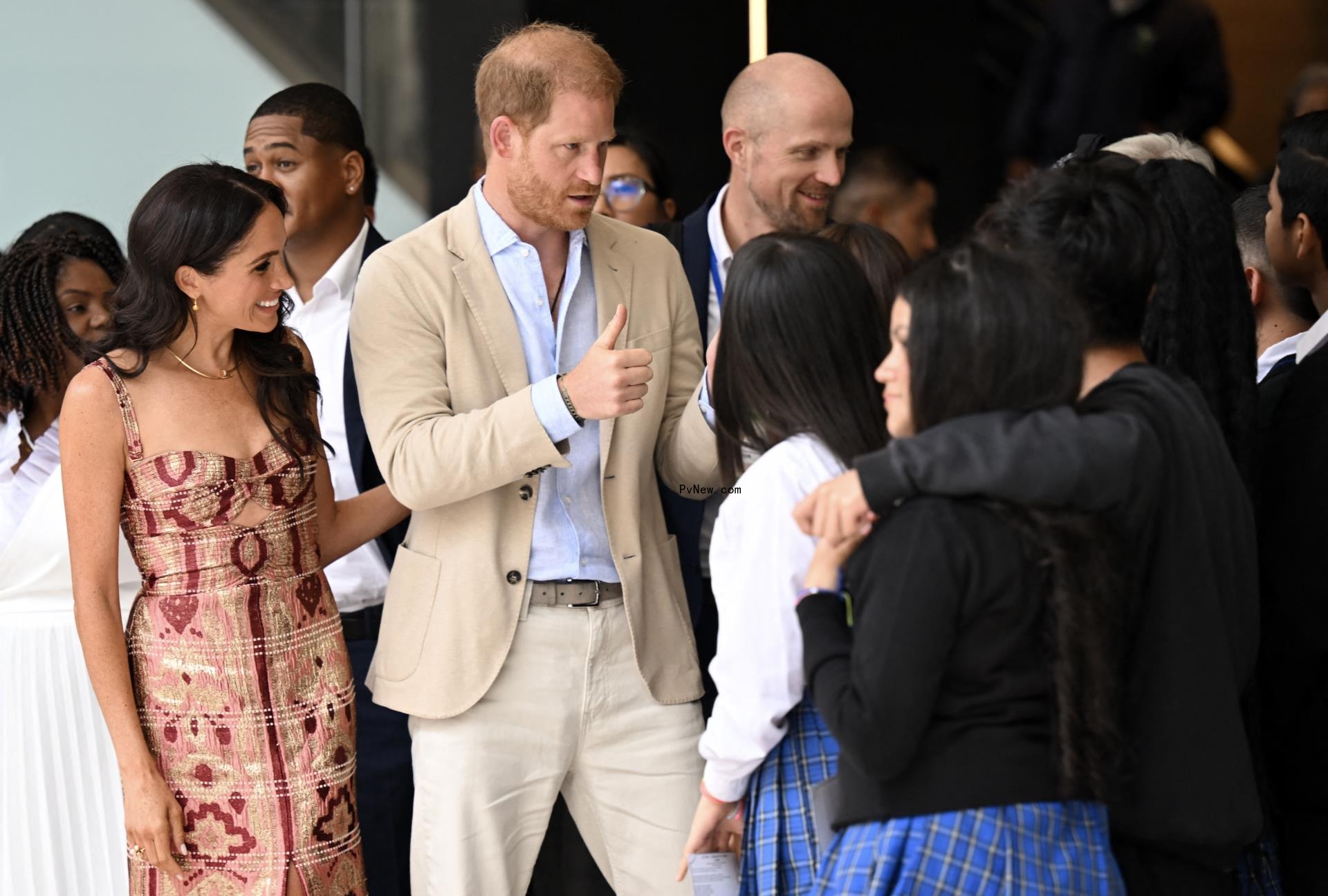 Meghan Markle and Prince Harry at the Natio<i></i>nal Centre for the Arts in Bogotá, Colombia, on August 15, 2024