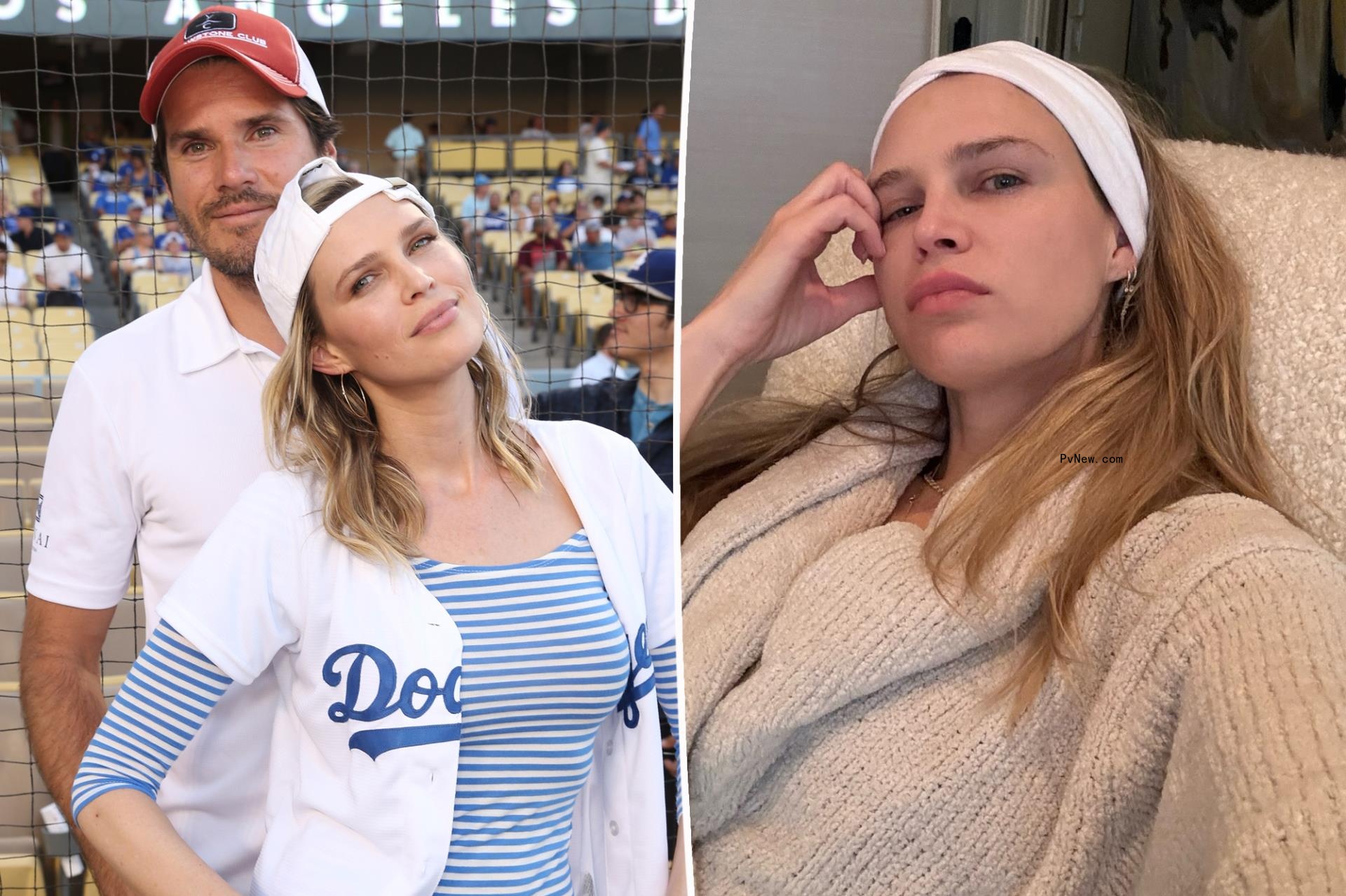 A split photo of Sara Foster and Tommy Haas and a selfie of Sara Foster