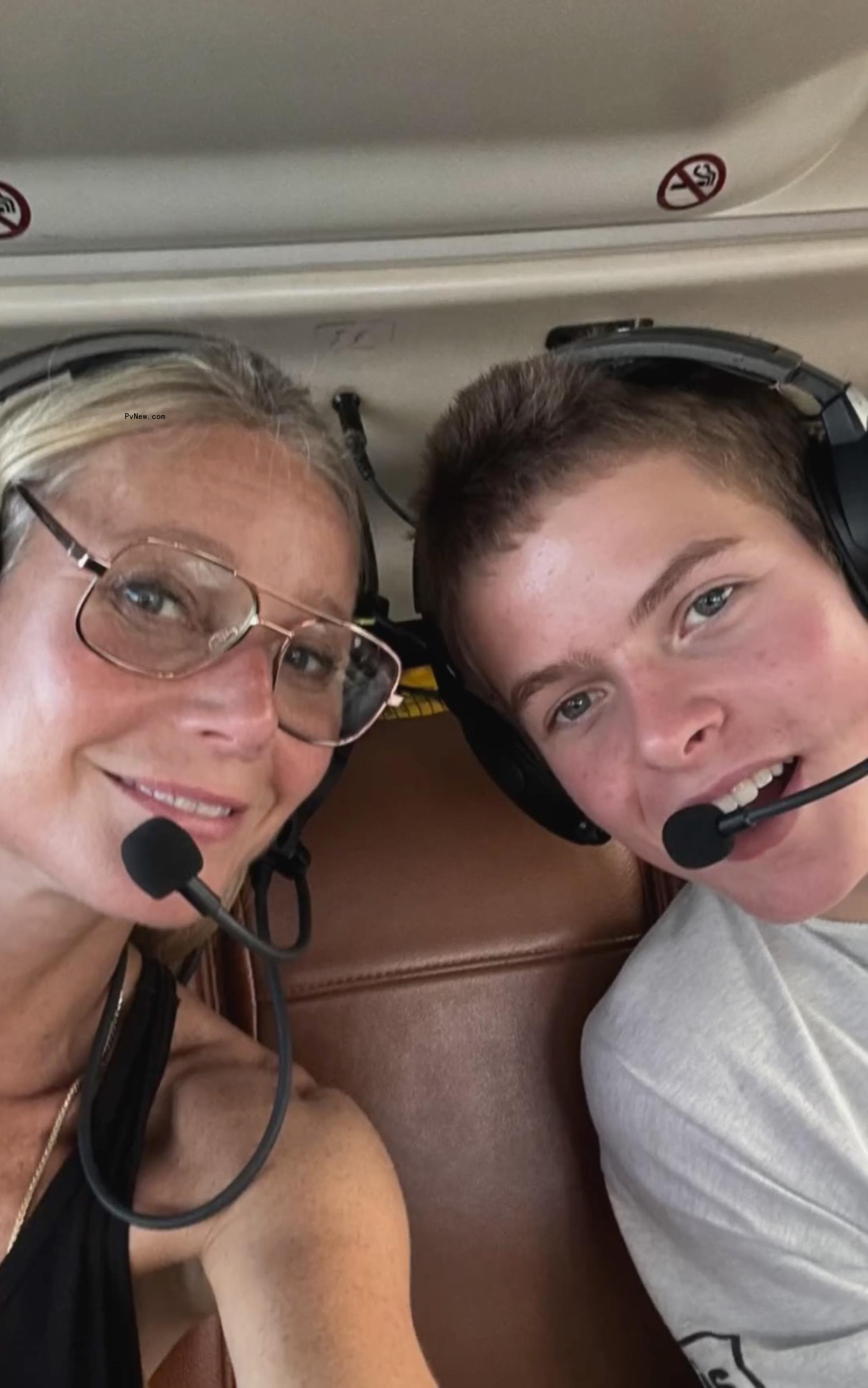 Gwyneth Paltrow and Moses in a helicopter selfie. 