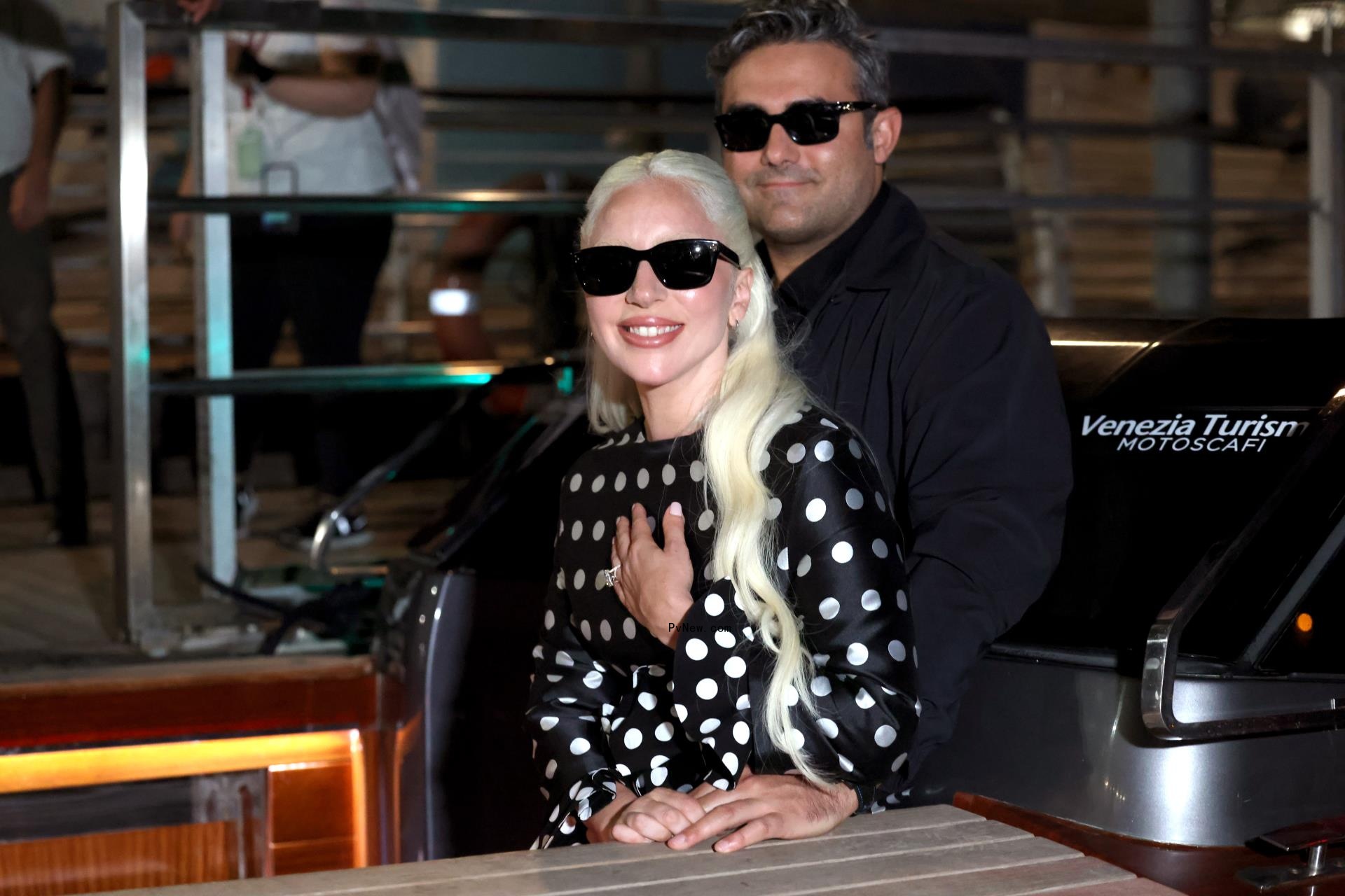 Lady Gaga and Michael Polansky arriving at the 2024 Venice Internatio<i></i>nal Film Festival.