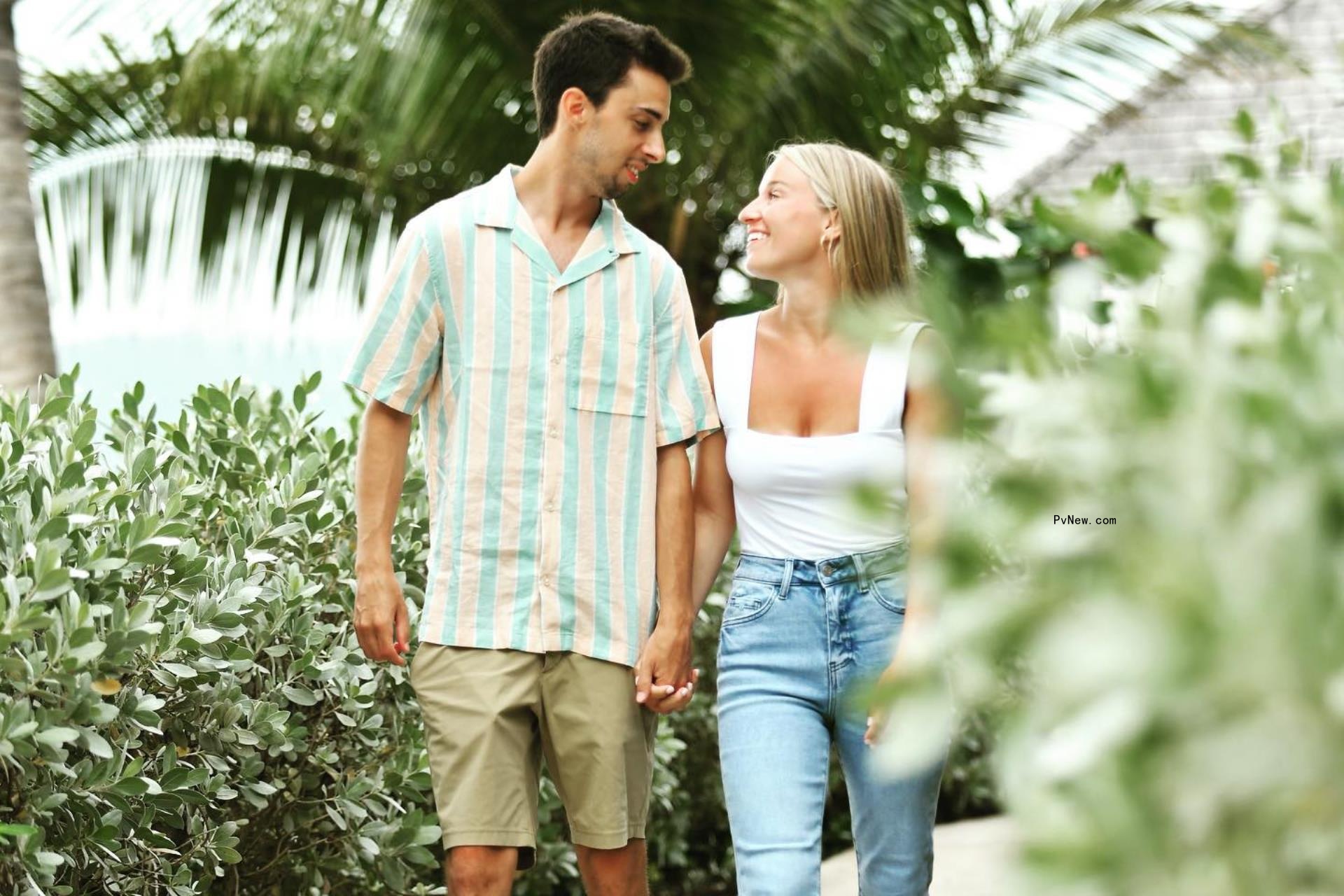 Matthew Gaudreau and his wife Madeline holding hands. 