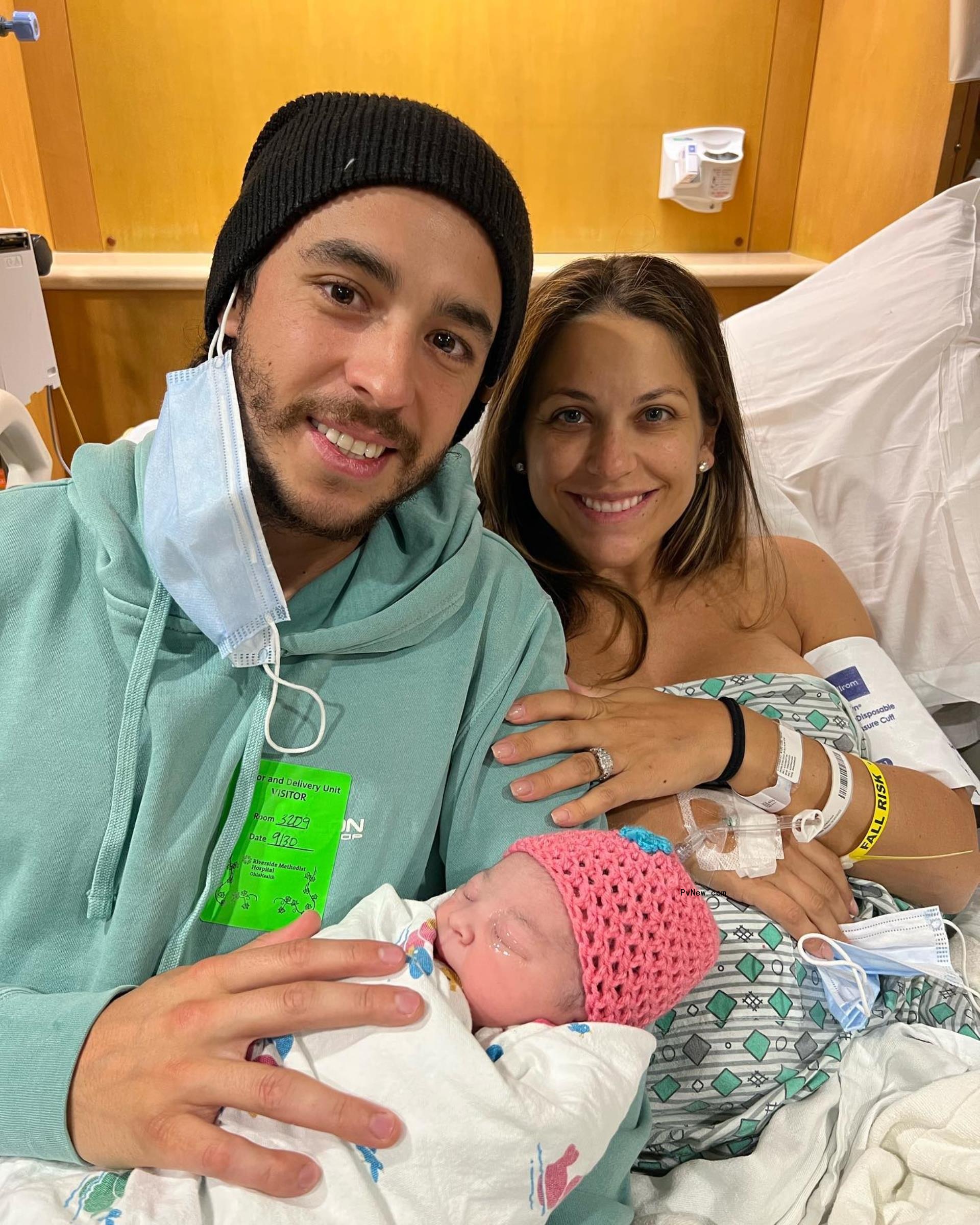 Johnny Gaudreau and his wife Meredith with their baby. 