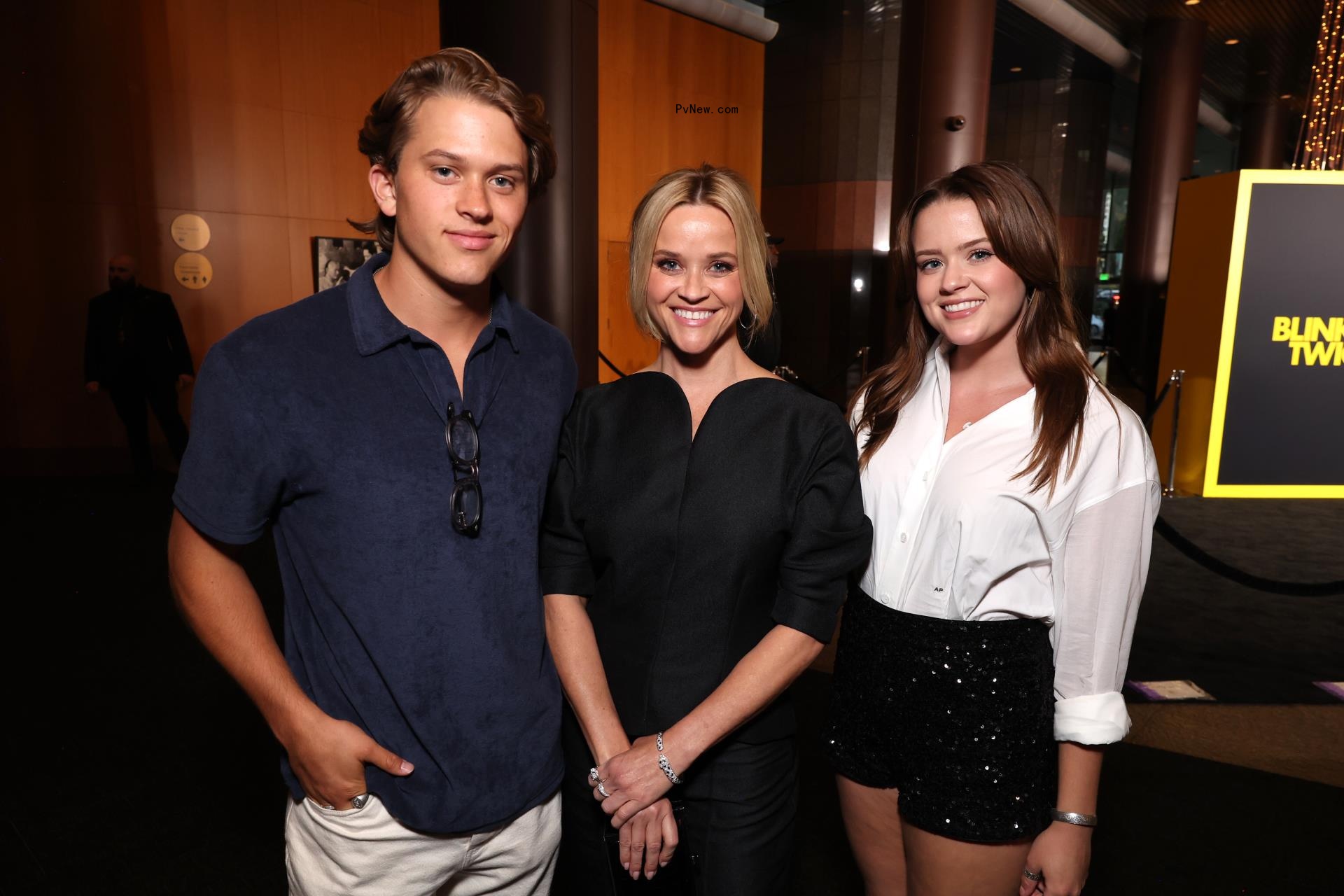 Reese Witherspoon posed with her son Deacon and daughter Ava inside the DGA Theater Complex on Thursday.