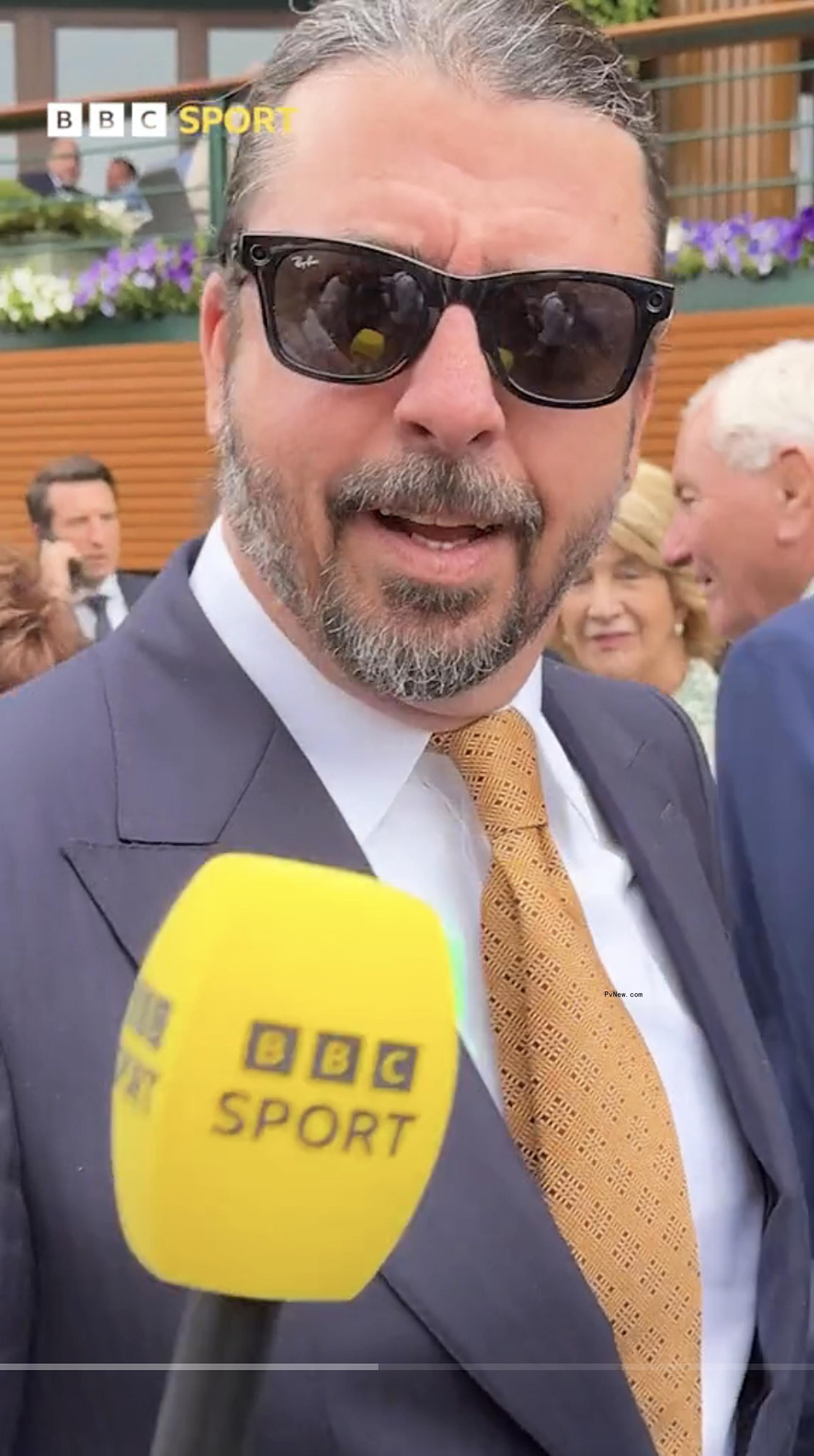 Dave Grohl in a BBC Sports interview at Wimbledon in July 2024