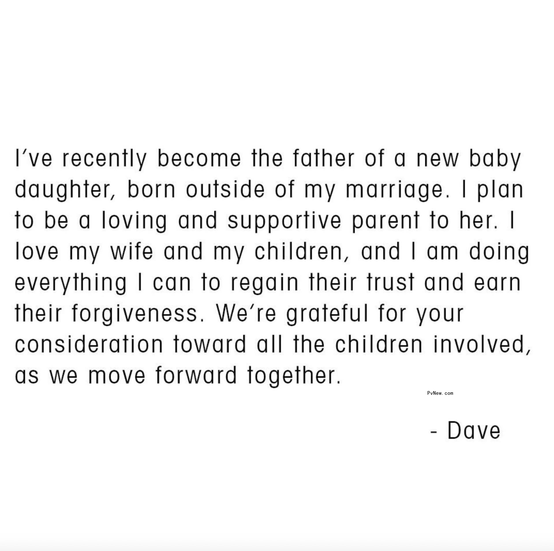 Dave Grohl's statement on Instagram shared Sept. 10. 