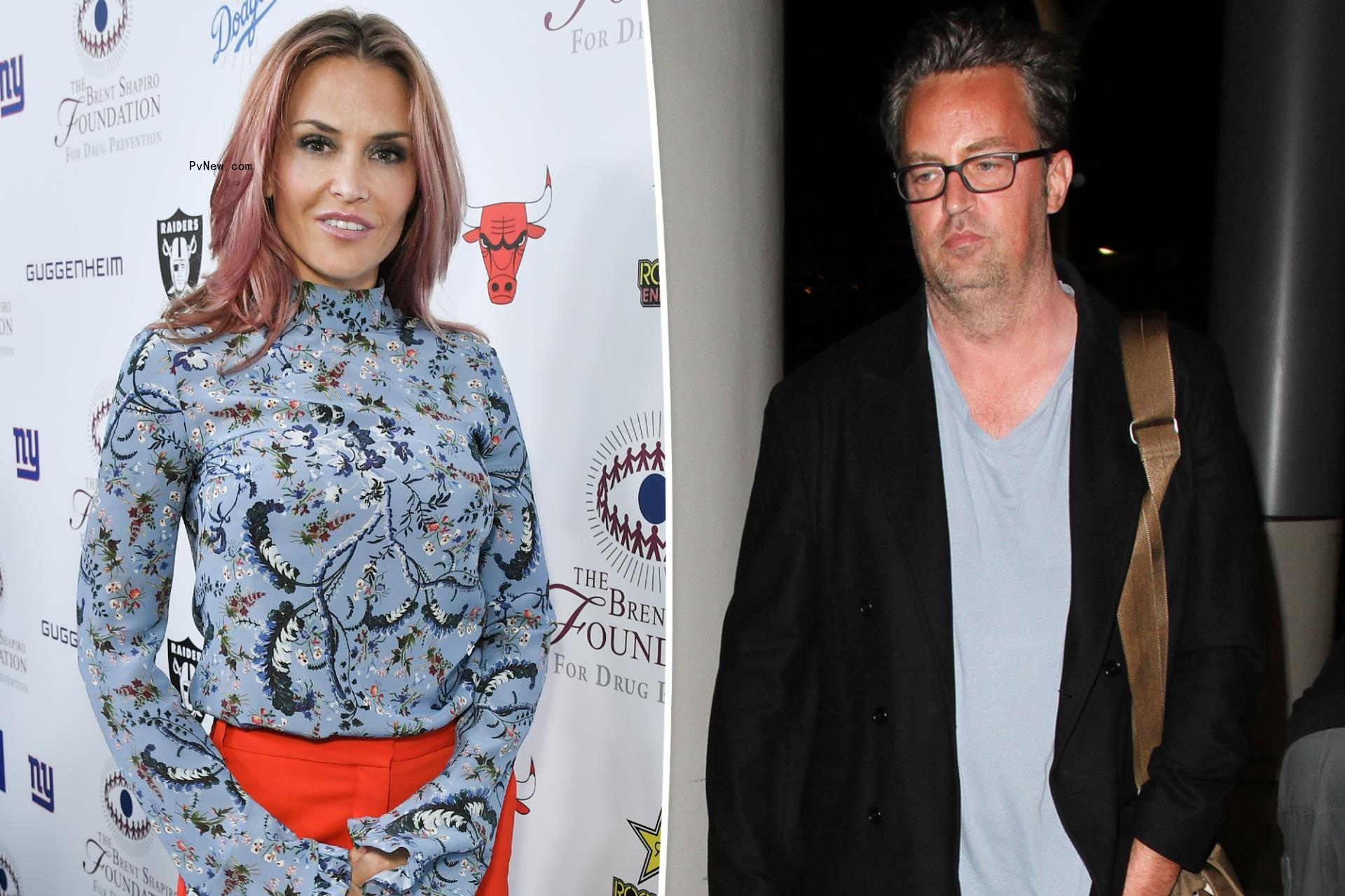 Matthew Perry and Brooke Mueller split image.