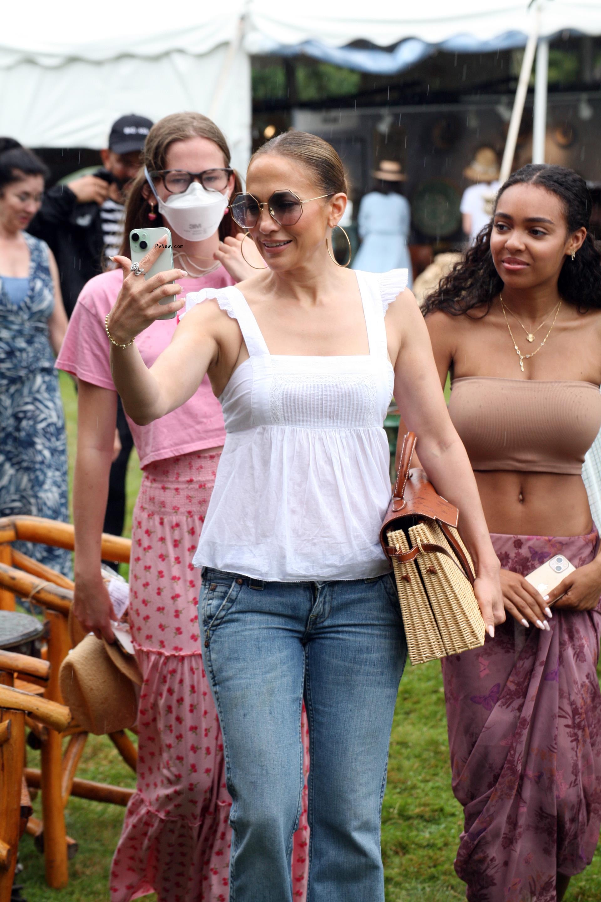 Jennifer Lopez and her stepdaughter Violet Affleck in the Hamptons on July 13.