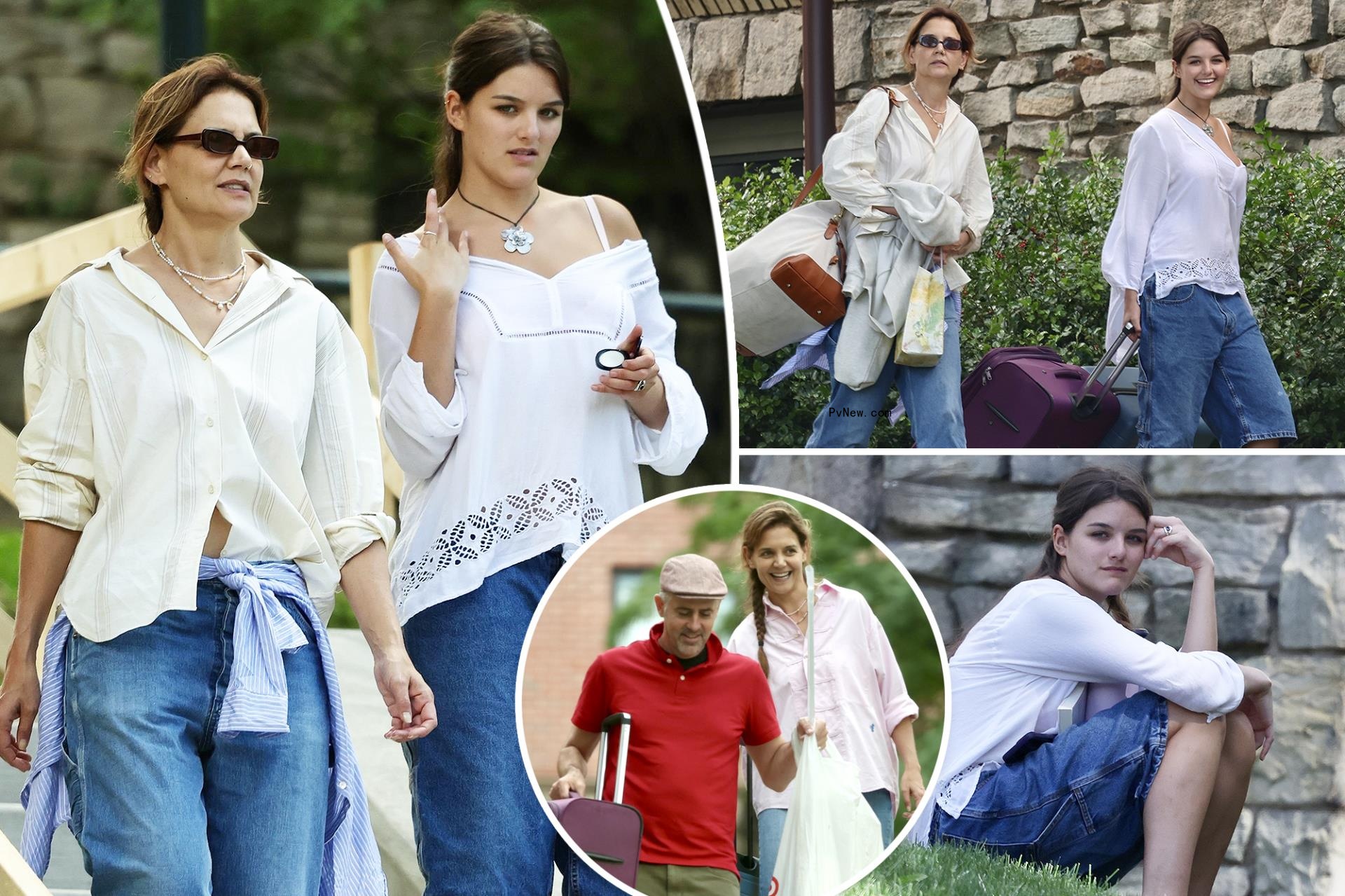 Katie Holmes split image with Suri Cruise.